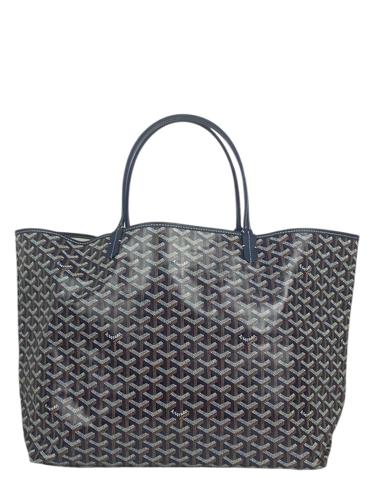 Gray Goyard Navy Blue Goyardine Canvas St. Louis GM Tote Bag For Sale