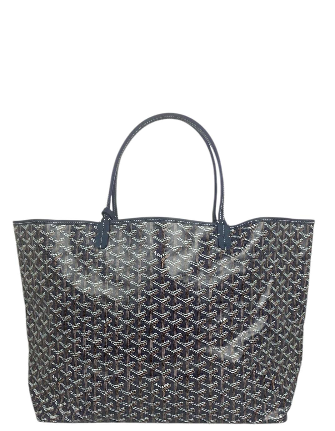 Goyard Navy Blue Goyardine Canvas St. Louis GM Tote Bag In Excellent Condition For Sale In New York, NY