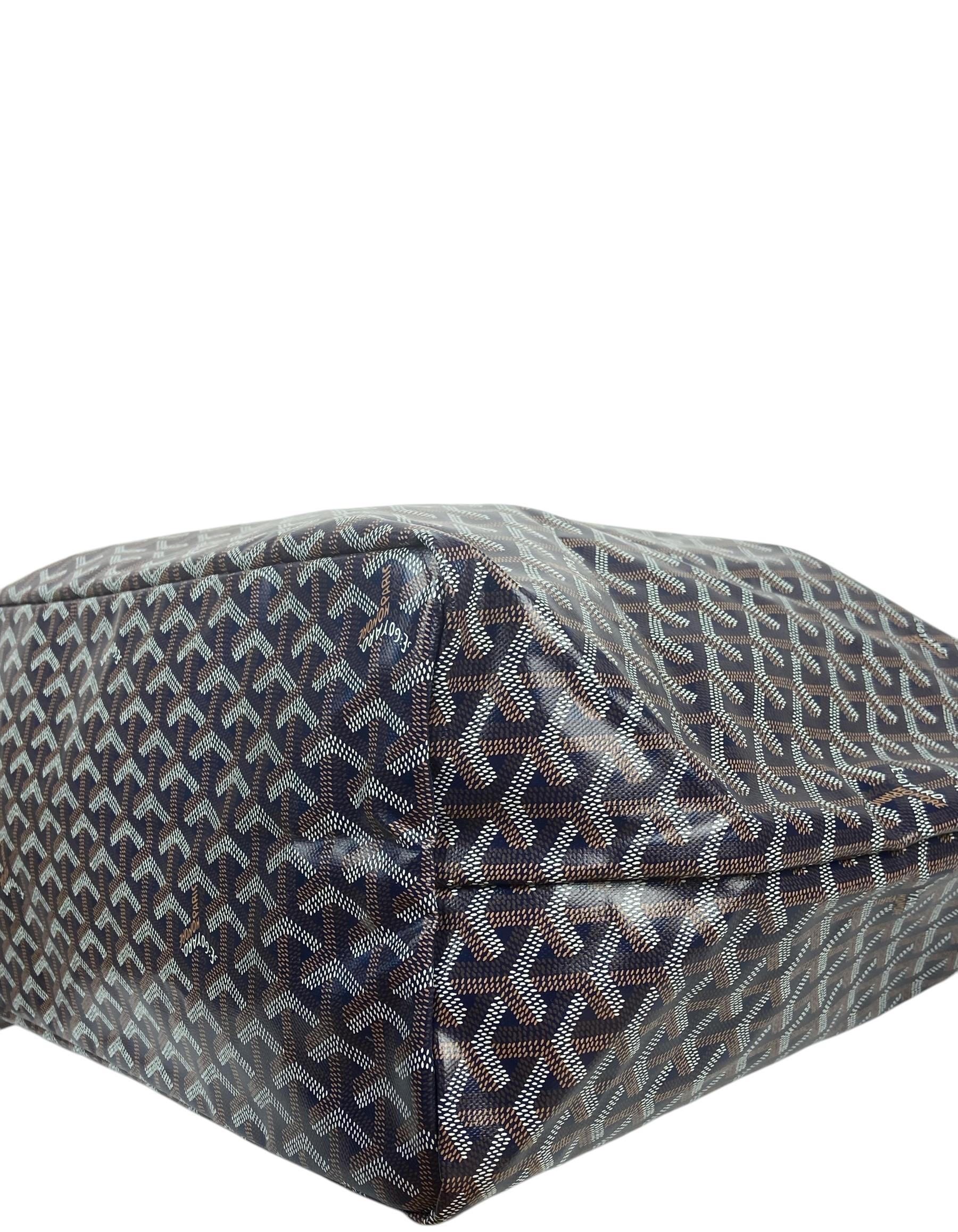 Women's Goyard Navy Blue Goyardine Canvas St. Louis GM Tote Bag For Sale