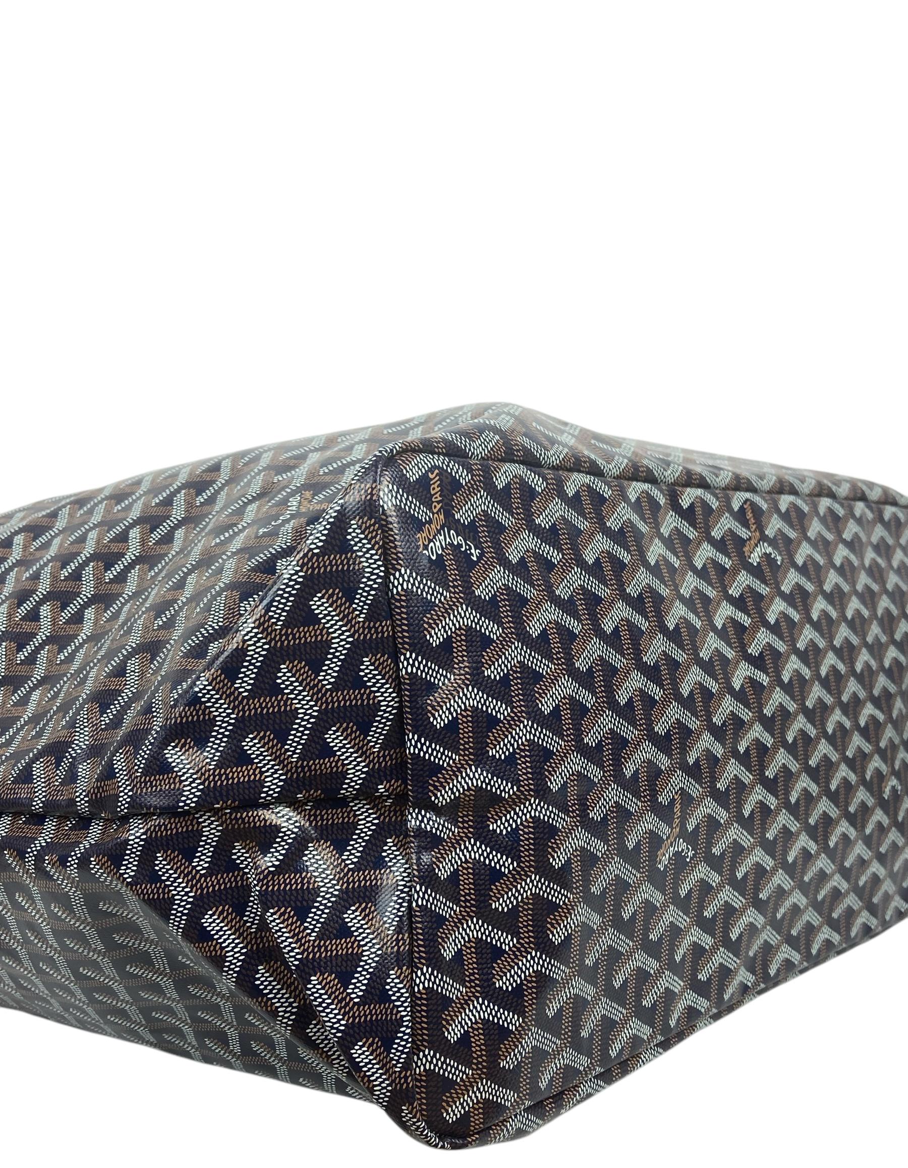 Goyard Navy Blue Goyardine Canvas St. Louis GM Tote Bag For Sale 1