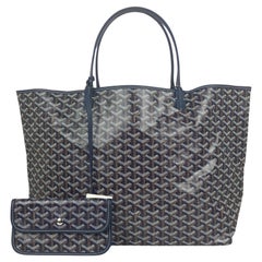 Goyard Navy Blue Goyardine Canvas St. Louis GM Tote Bag