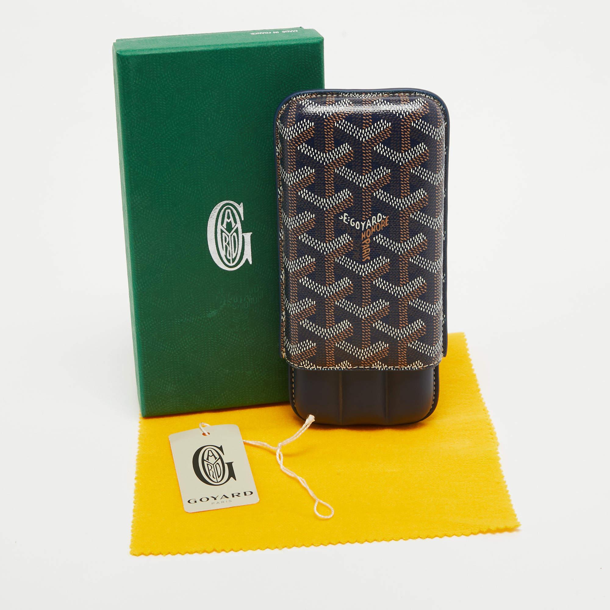 Goyard Navy Blue Goyardine Coated Canvas and Leather Churchill 3 Cigar Case 2