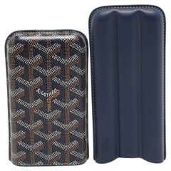 Goyard Navy Blue Goyardine Coated Canvas and Leather Churchill 3 Cigar Case