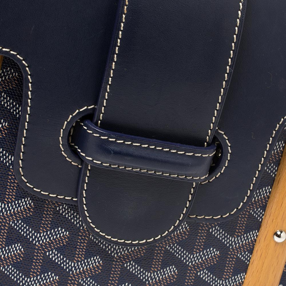 Goyard Navy Blue Goyardine Coated Canvas and Leather PM Saigon Top Handle Bag 4