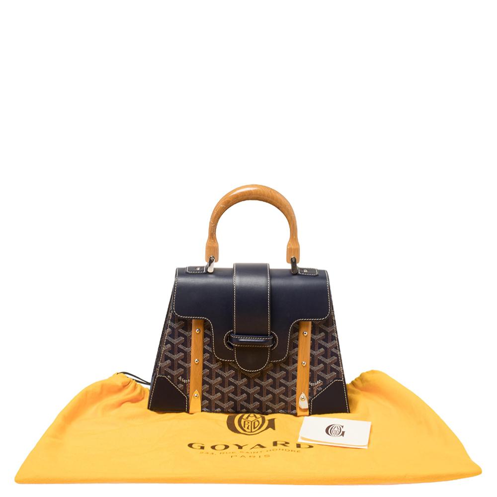 Goyard Navy Blue Goyardine Coated Canvas and Leather PM Saigon Top Handle Bag 5