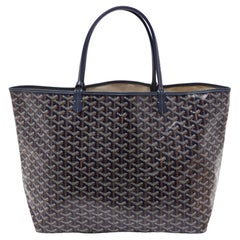 Goyard Marineblaue Goyardine Tote aus beschichtetem Canvas und Leder Saint Louis GM