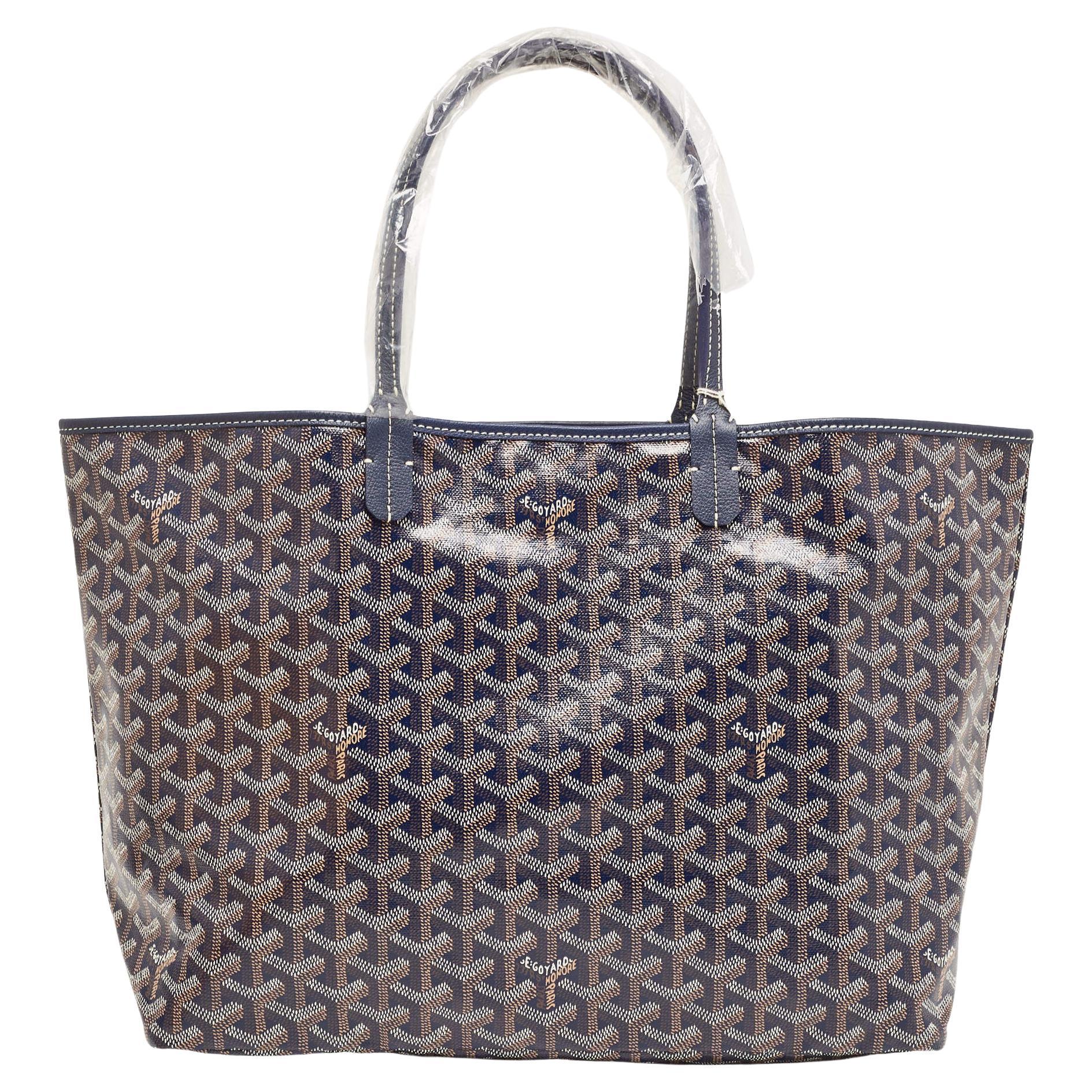 Goyard - Fourre-tout Saint Louis PM en toile et cuir enduite de goyardine bleu marine