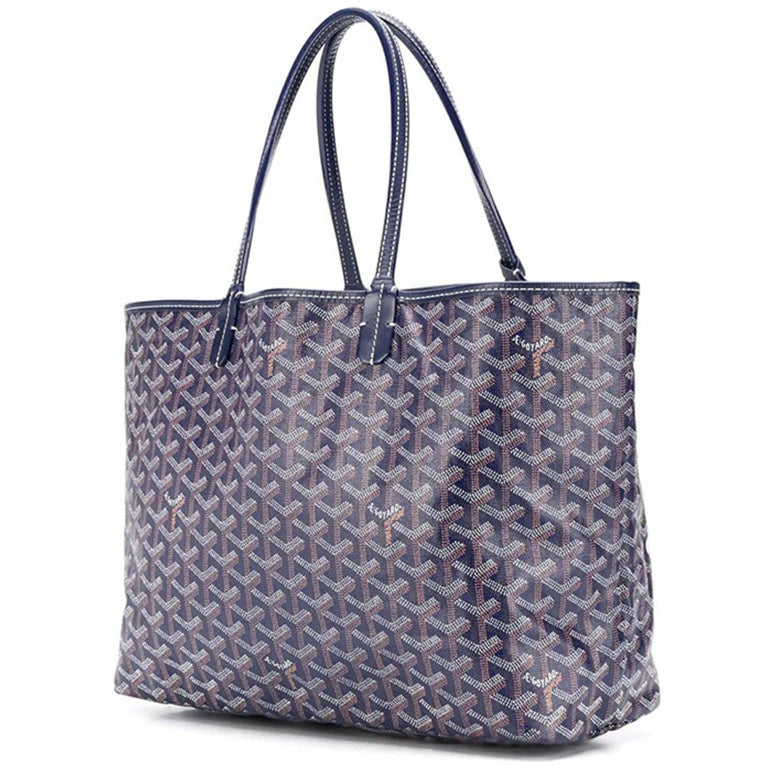 Goyard Navy Blue St Louis PM Tote Bag - Customised With Birds at 1stDibs