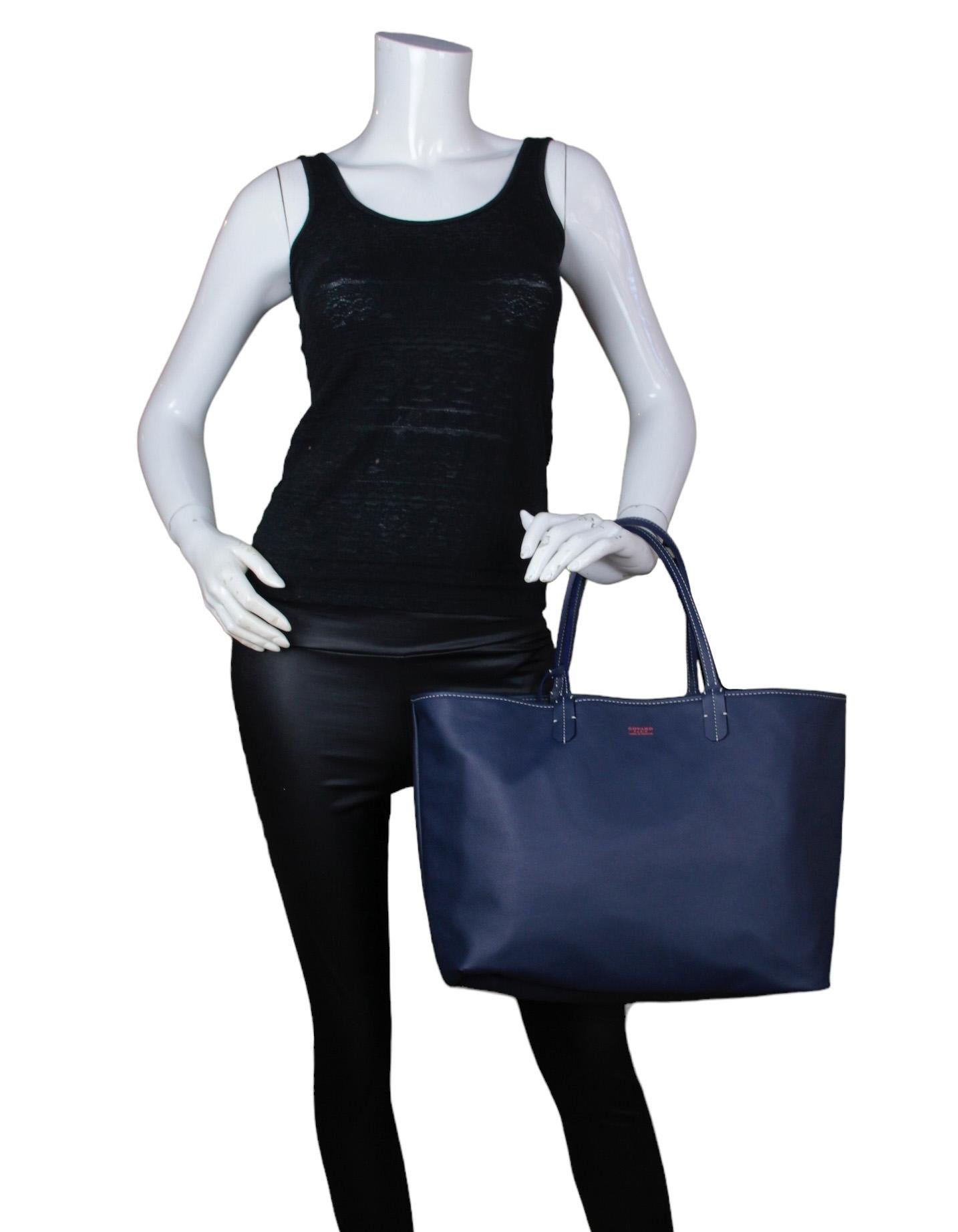 Goyard Navy Canvas/ Leather Reversible Anjou PM Tote Bag In Excellent Condition In New York, NY
