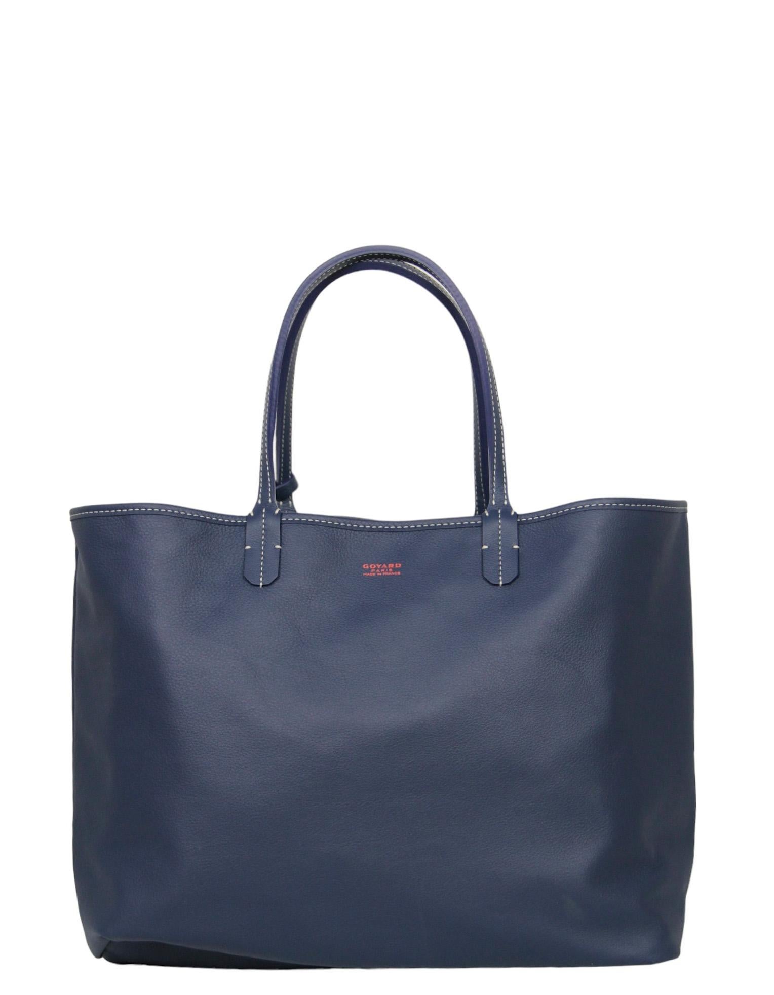Women's Goyard Navy Canvas/ Leather Reversible Anjou PM Tote Bag