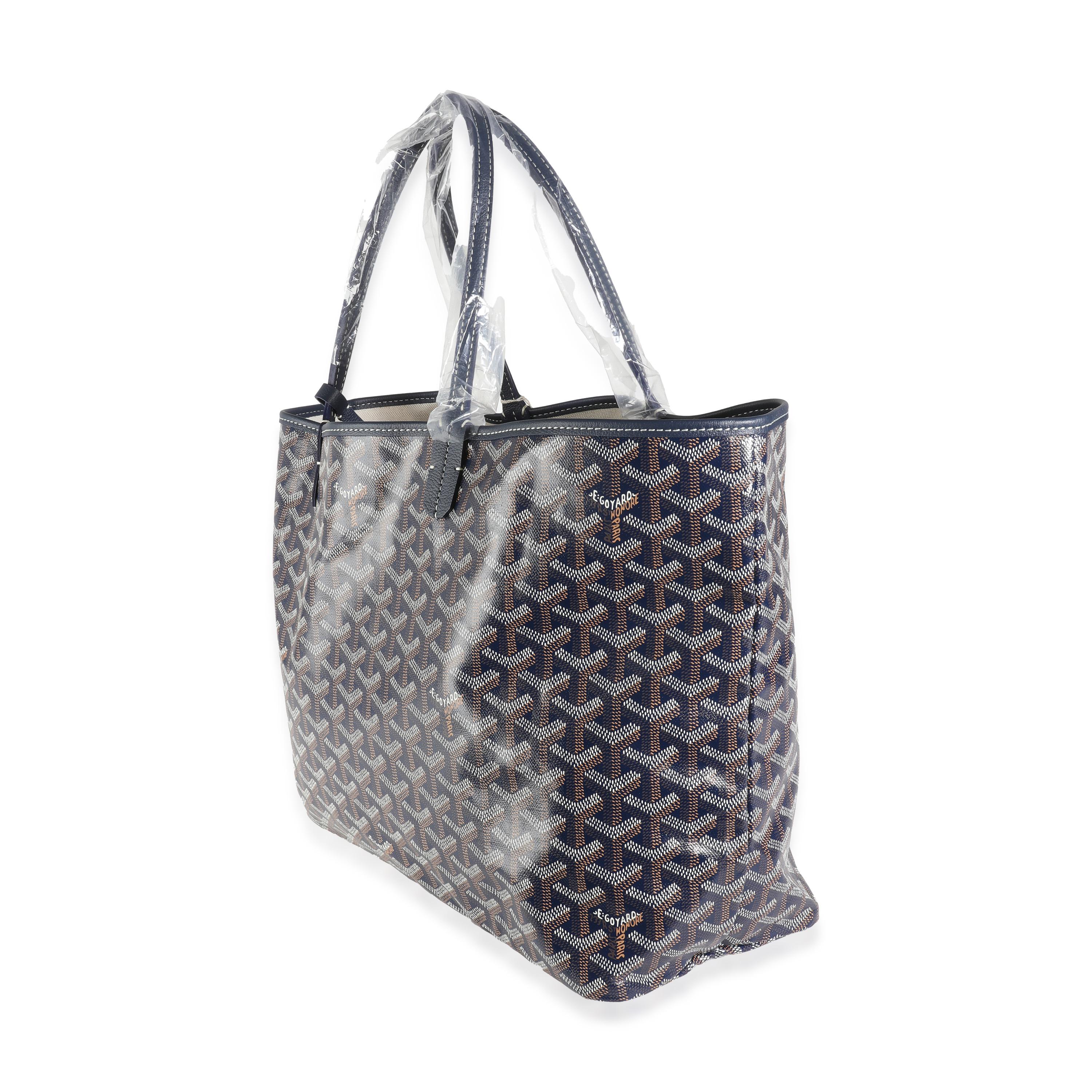Goyard Navy Goyardine Canvas Saint Louis PM In Excellent Condition For Sale In New York, NY