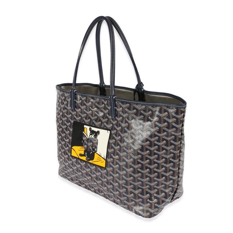 Goyard Navy Goyardine French Bulldog Saint Louis Tote PM Tote For Sale