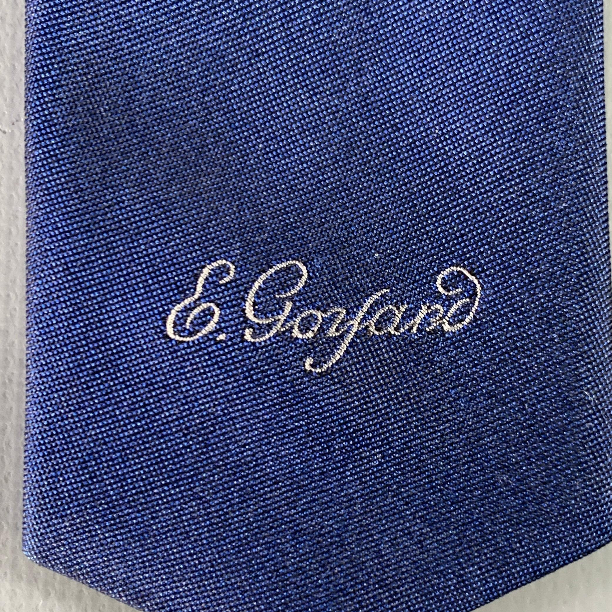 Purple GOYARD Navy Grey Embroidered Silk Tie For Sale