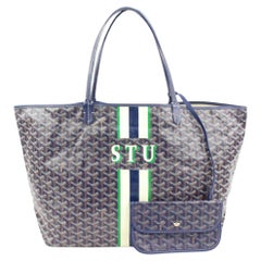 Goyard Navy Stripe Chevron St Louis PM Tote Bag with Pouch 125gy43