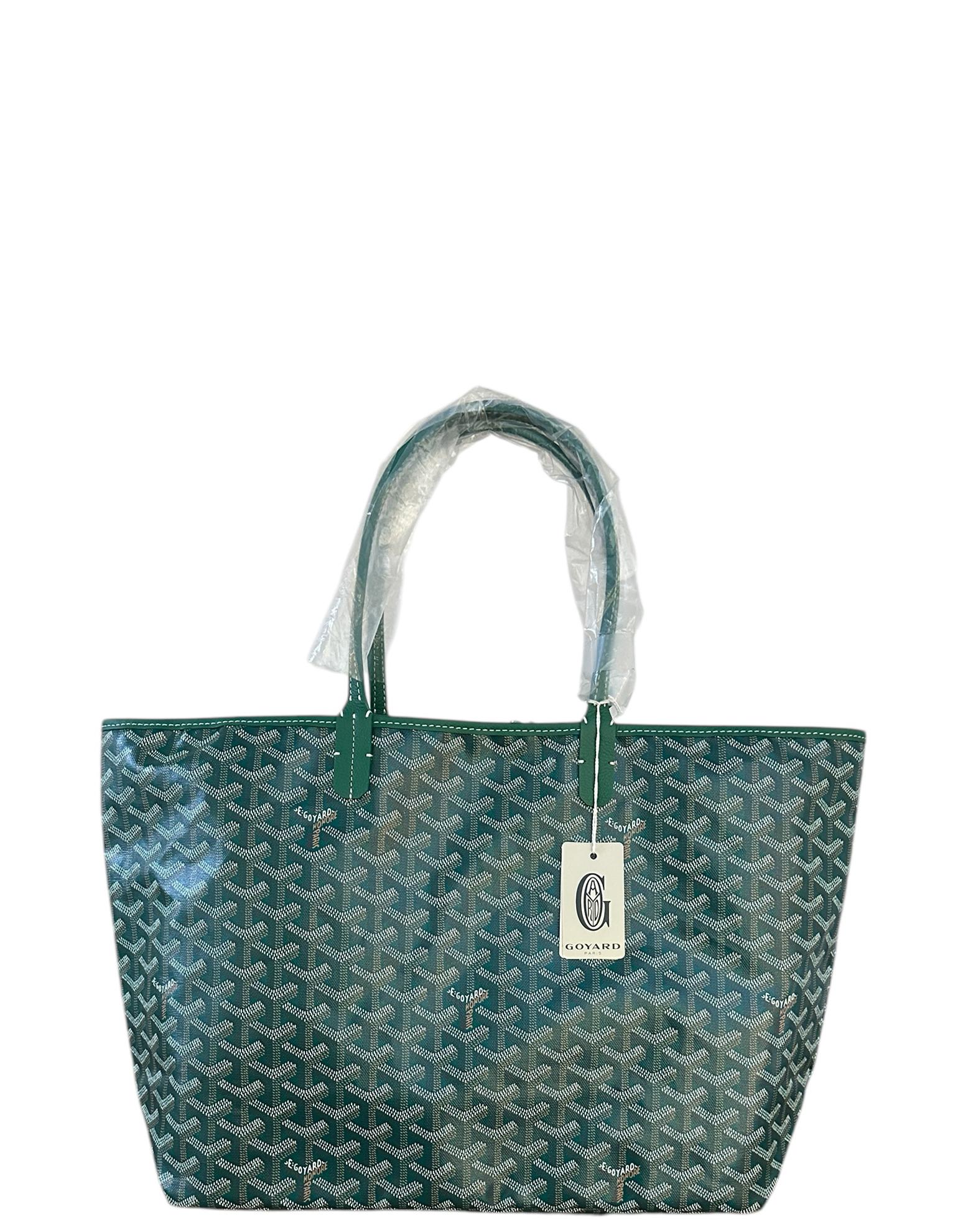 Gray Goyard NWT Green Canvas Goyardine Saint Louis PM Tote Bag w/ Insert For Sale