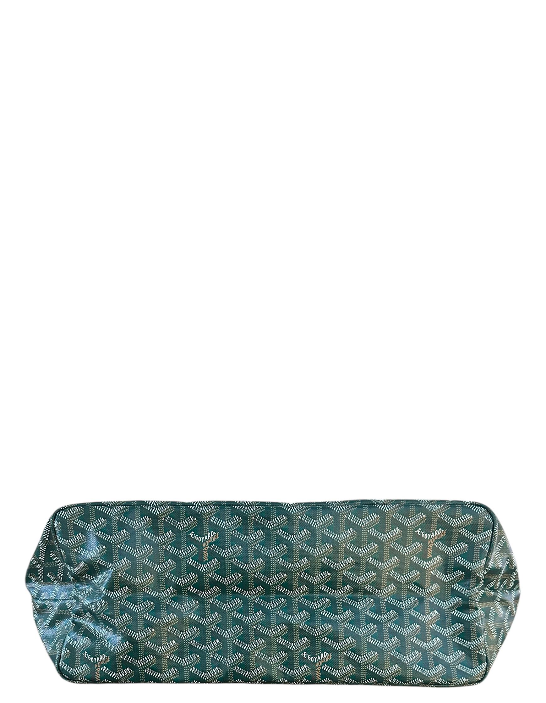 Women's or Men's Goyard NWT Green Canvas Goyardine Saint Louis PM Tote Bag w/ Insert For Sale