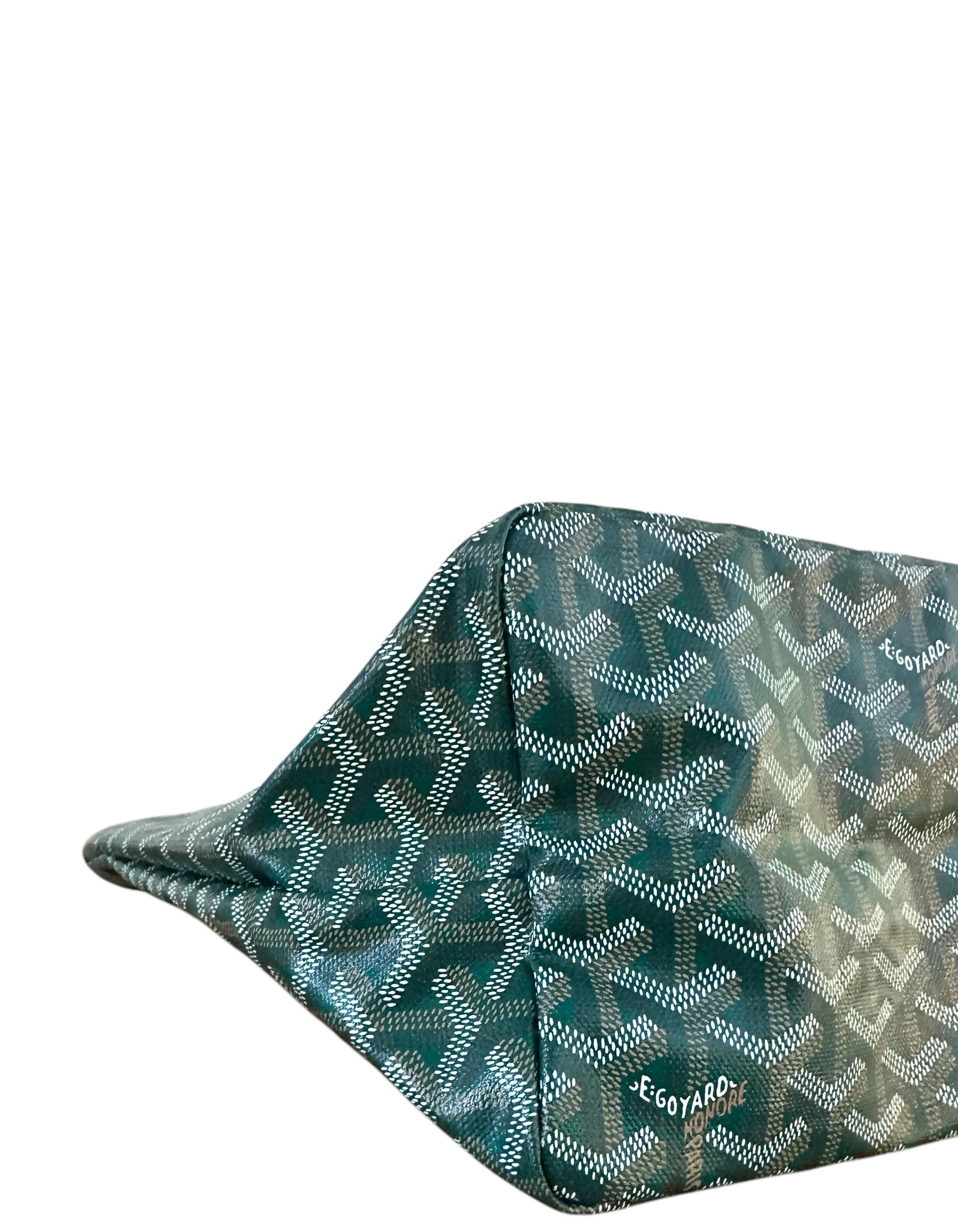 Goyard NWT Green Canvas Goyardine Saint Louis PM Tote Bag w/ Insert For Sale 2