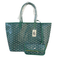 Goyard NWT Green Canvas Goyardine Saint Louis PM Tote Bag w/ Insert