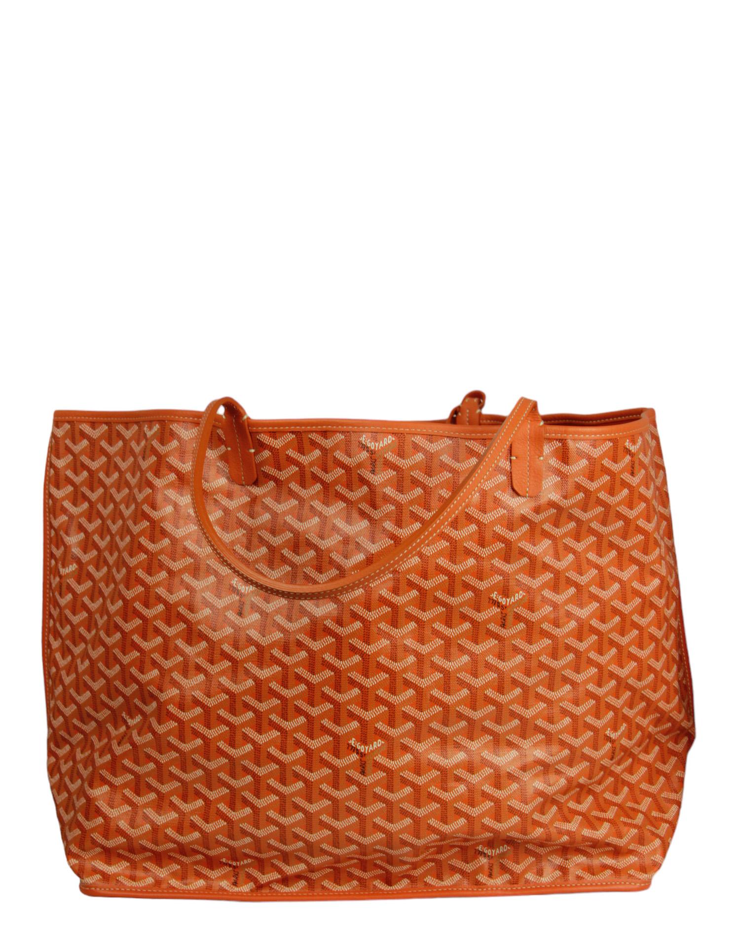 Women's Goyard Orange Canvas/ Leather Goyardine Reversible Anjou GM Tote Bag For Sale