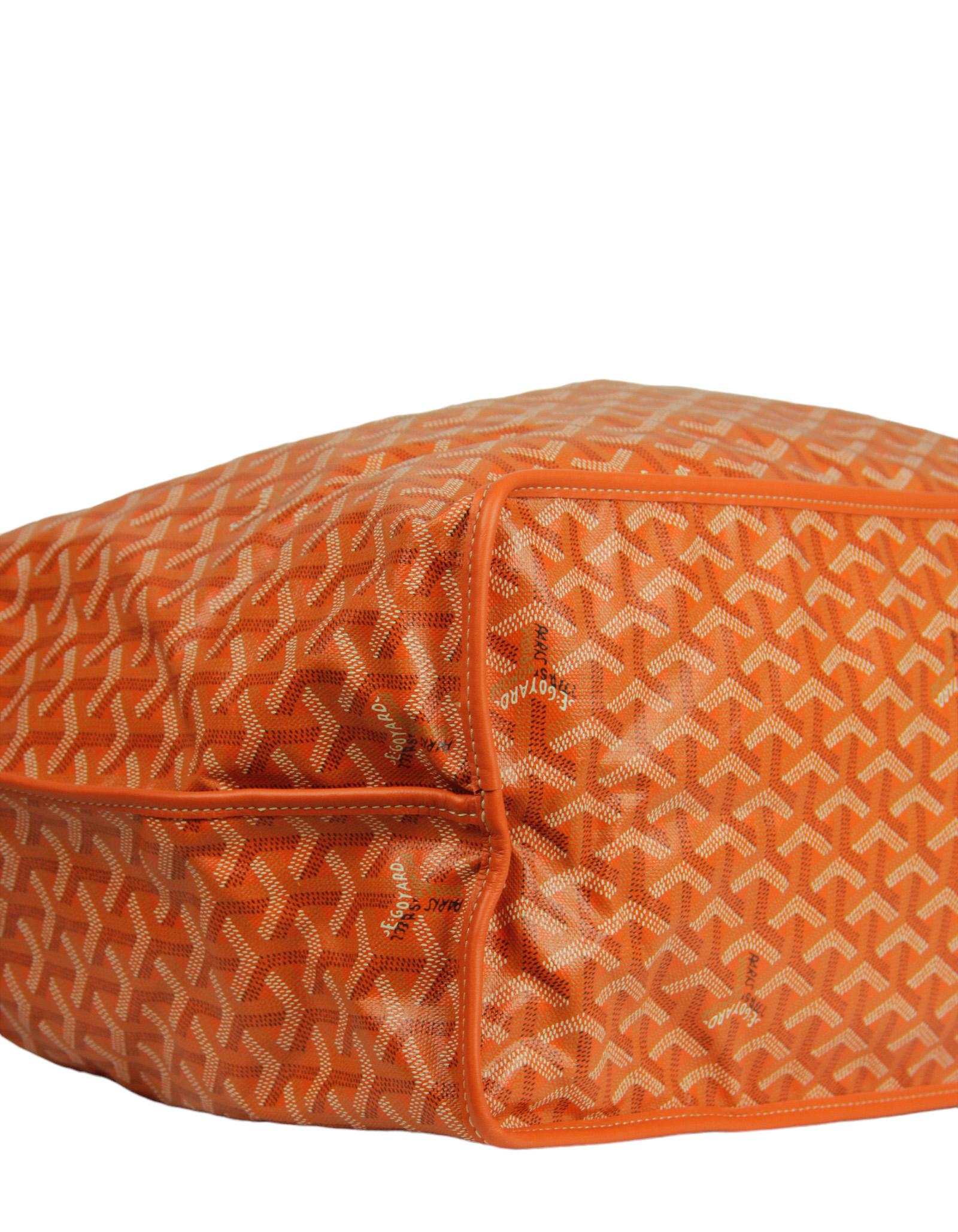 Goyard Orange Canvas/ Leather Goyardine Reversible Anjou GM Tote Bag For Sale 3