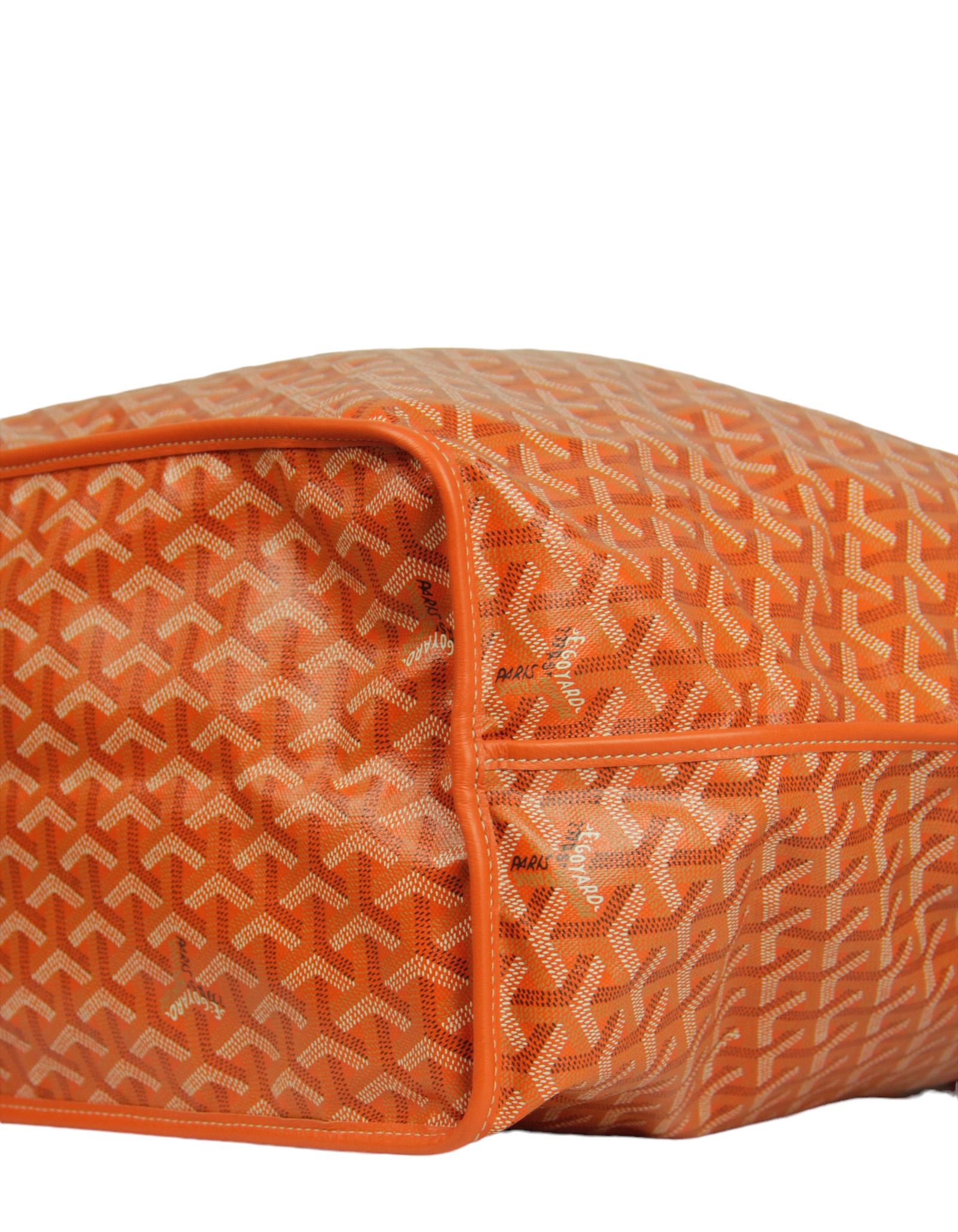 Goyard Orange Canvas/ Leather Goyardine Reversible Anjou GM Tote Bag For Sale 4