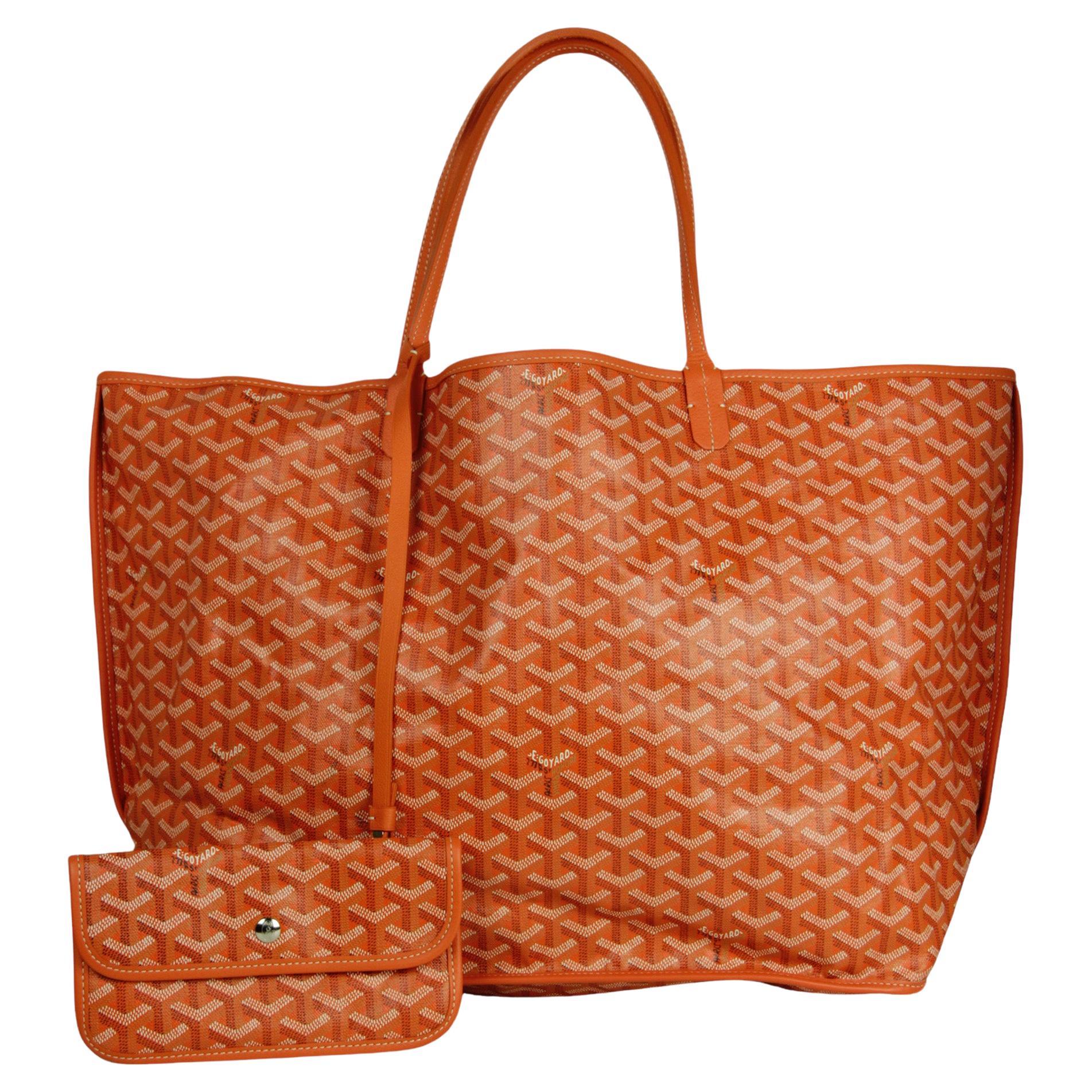 Goyard Orange Canvas/ Leather Goyardine Reversible Anjou GM Tote Bag For Sale