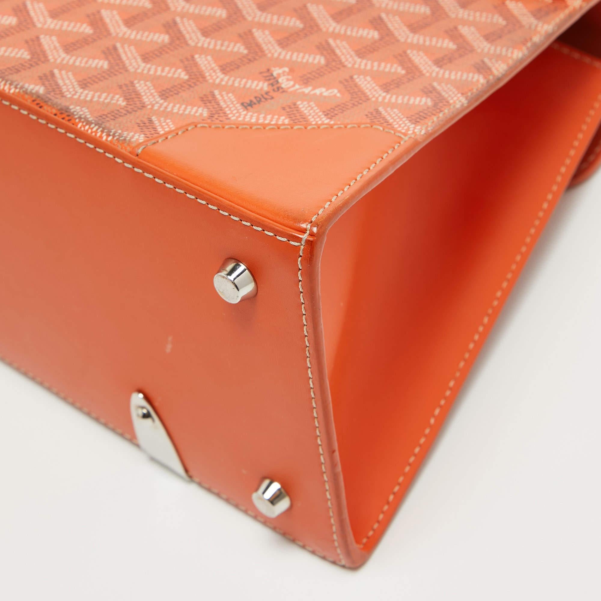 Goyard Orange Coated Canvas and Leather PM Saigon Top Handle Bag 6