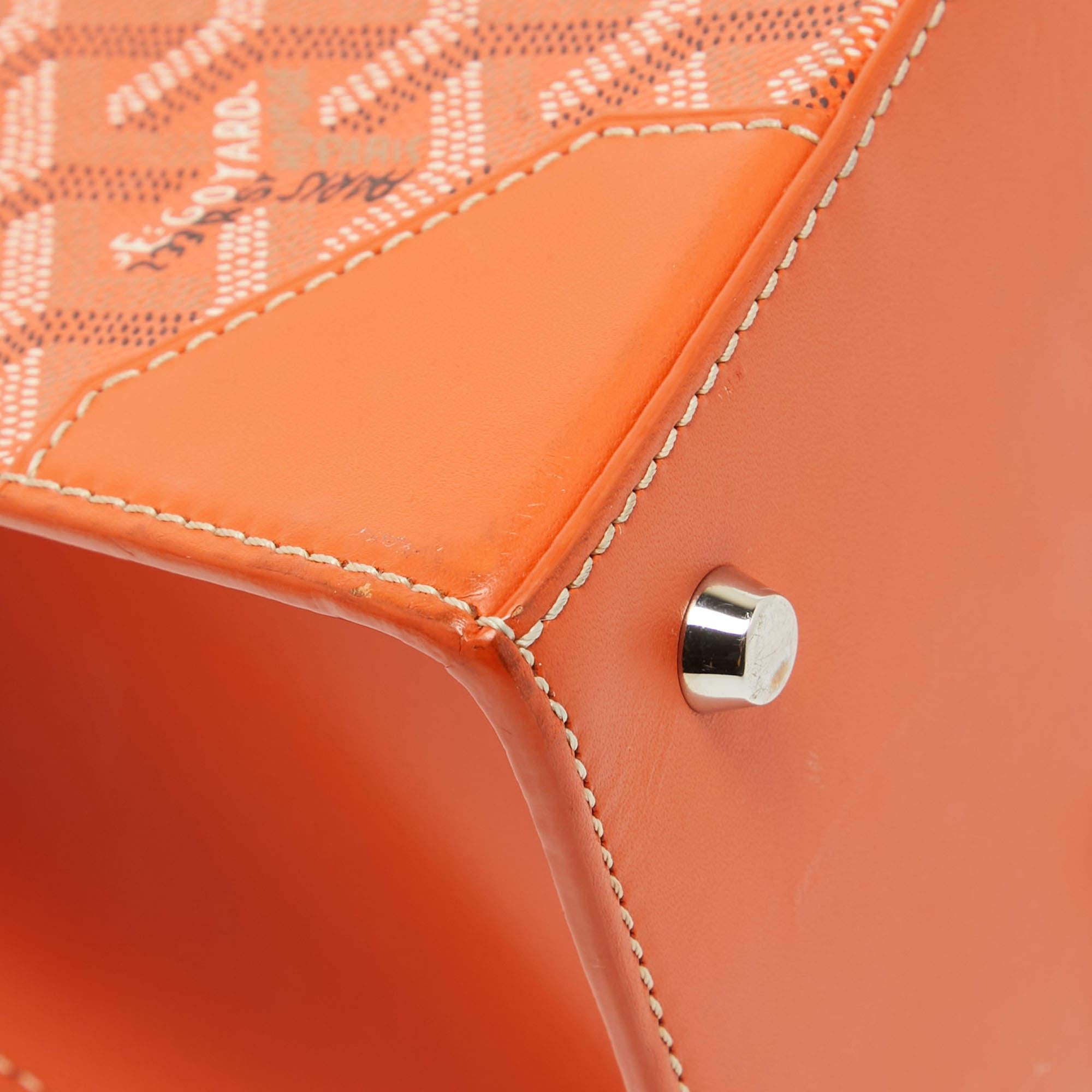 Goyard Orange Coated Canvas and Leather PM Saigon Top Handle Bag 4