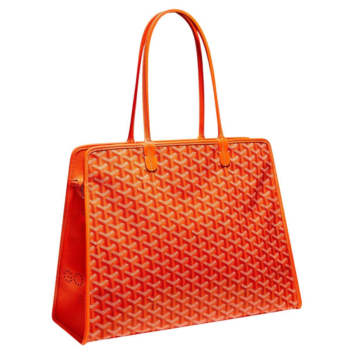 Goyard Orange Chevroches Calfskin and Goyardine Canvas Anjou PM Bag For Sale at 1stDibs