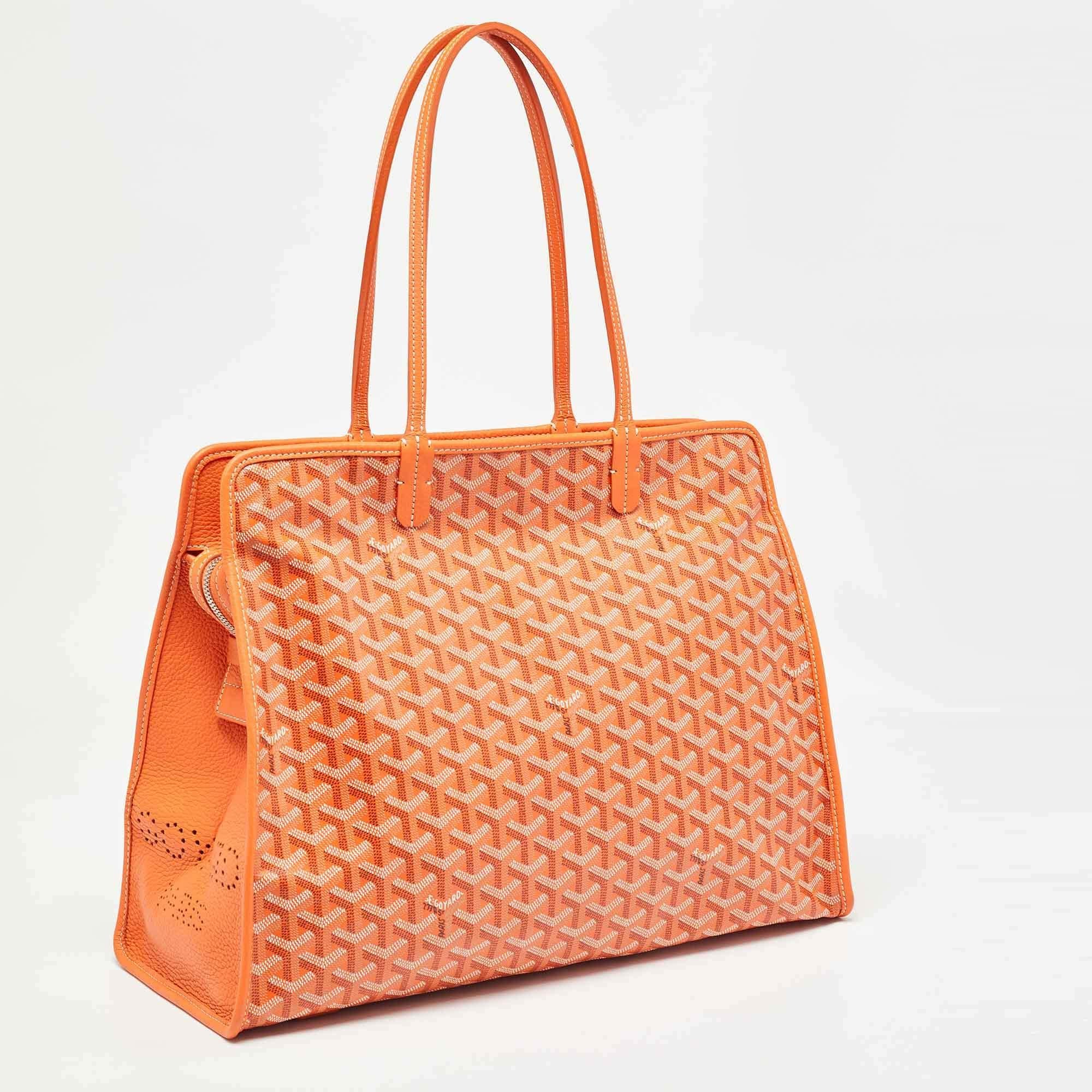 Goyard Orange Goyardine Coated Canvas and Leather Hardy PM Tote In New Condition In Dubai, Al Qouz 2