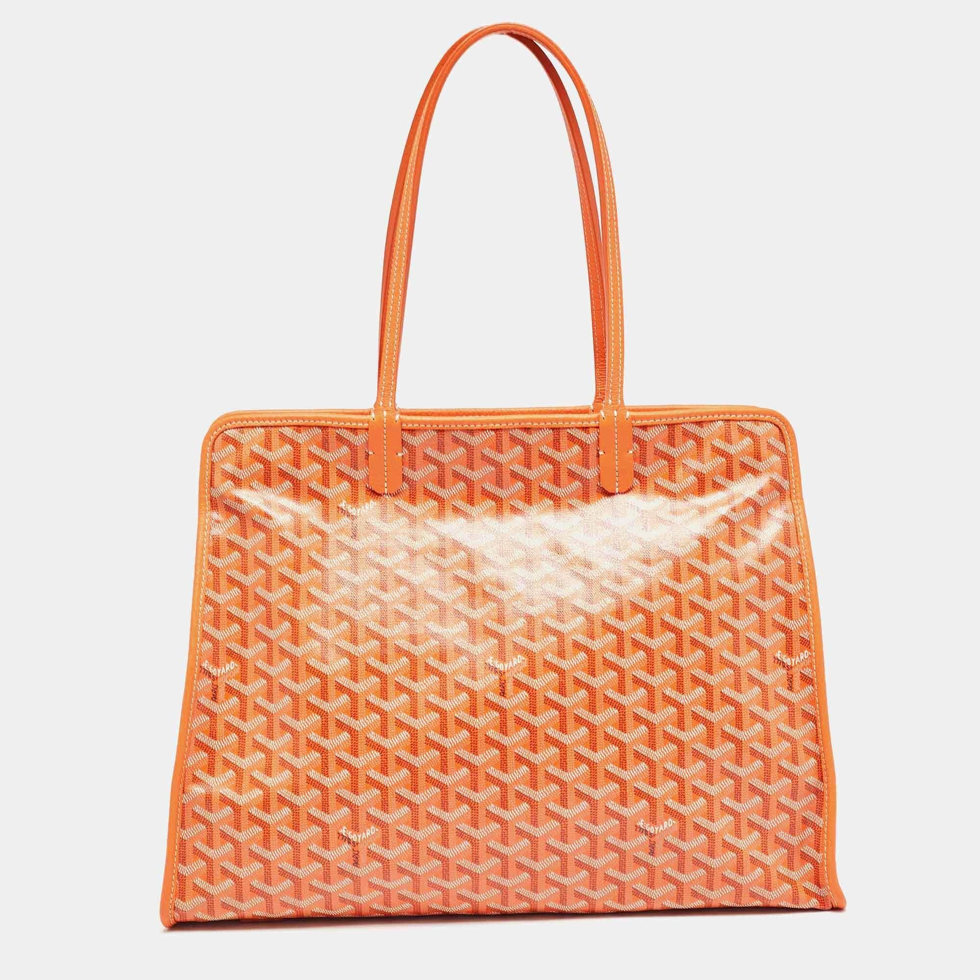 Women's Goyard Orange Goyardine Coated Canvas and Leather Hardy PM Tote