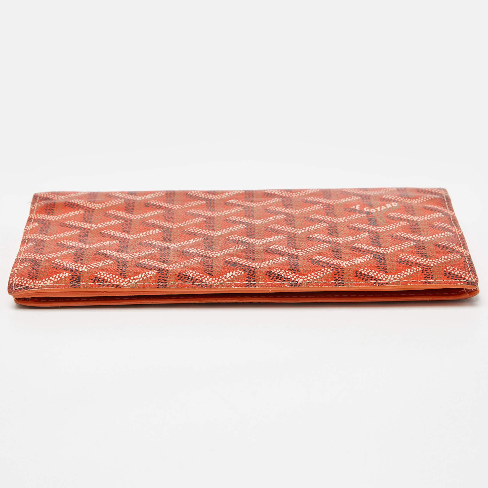 Goyard - Portefeuille Richelieu orange en toile enduite Goyardine et cuir en vente 4