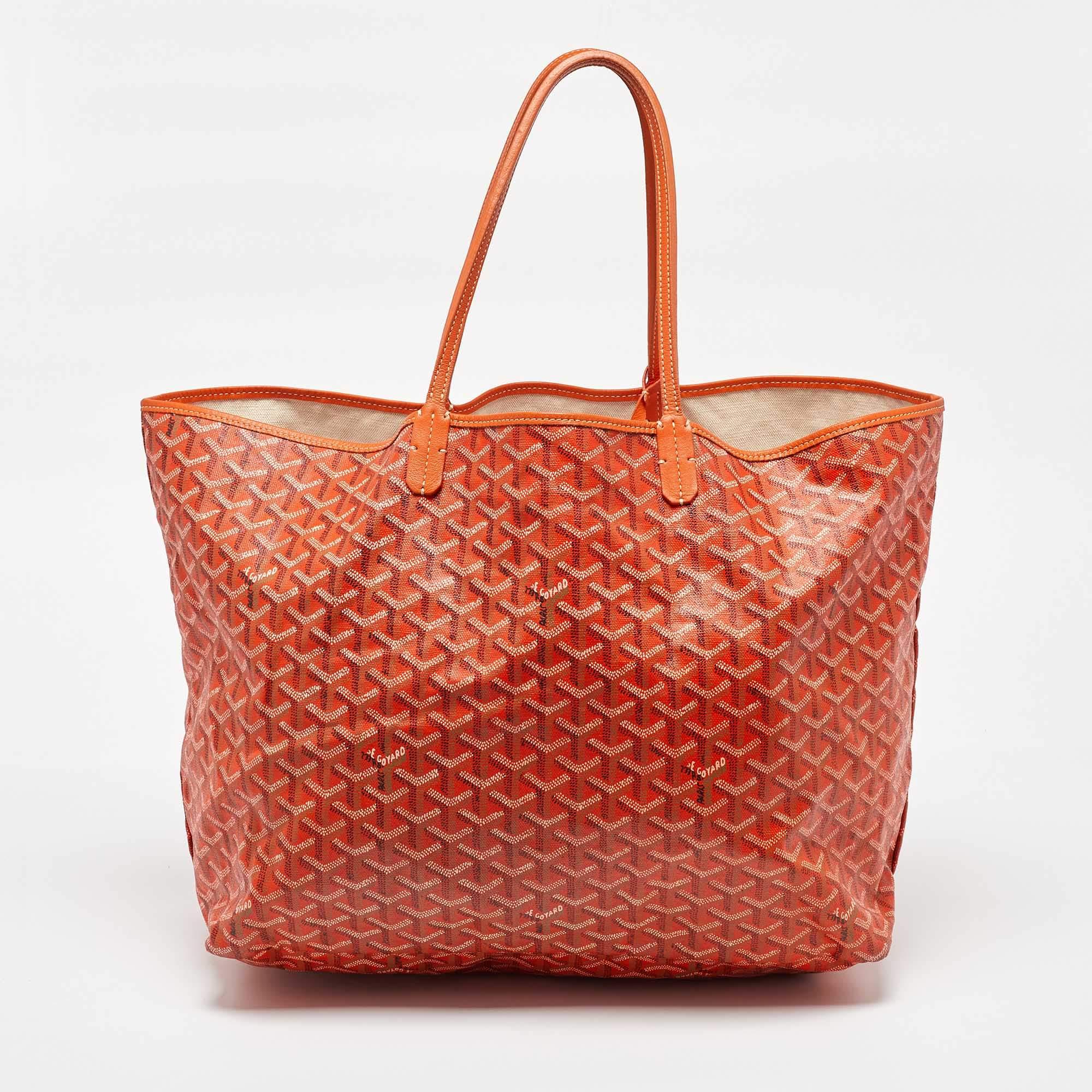 Women's Goyard Orange Goyardine Coated Canvas and Leather Saint Louis GM Tote
