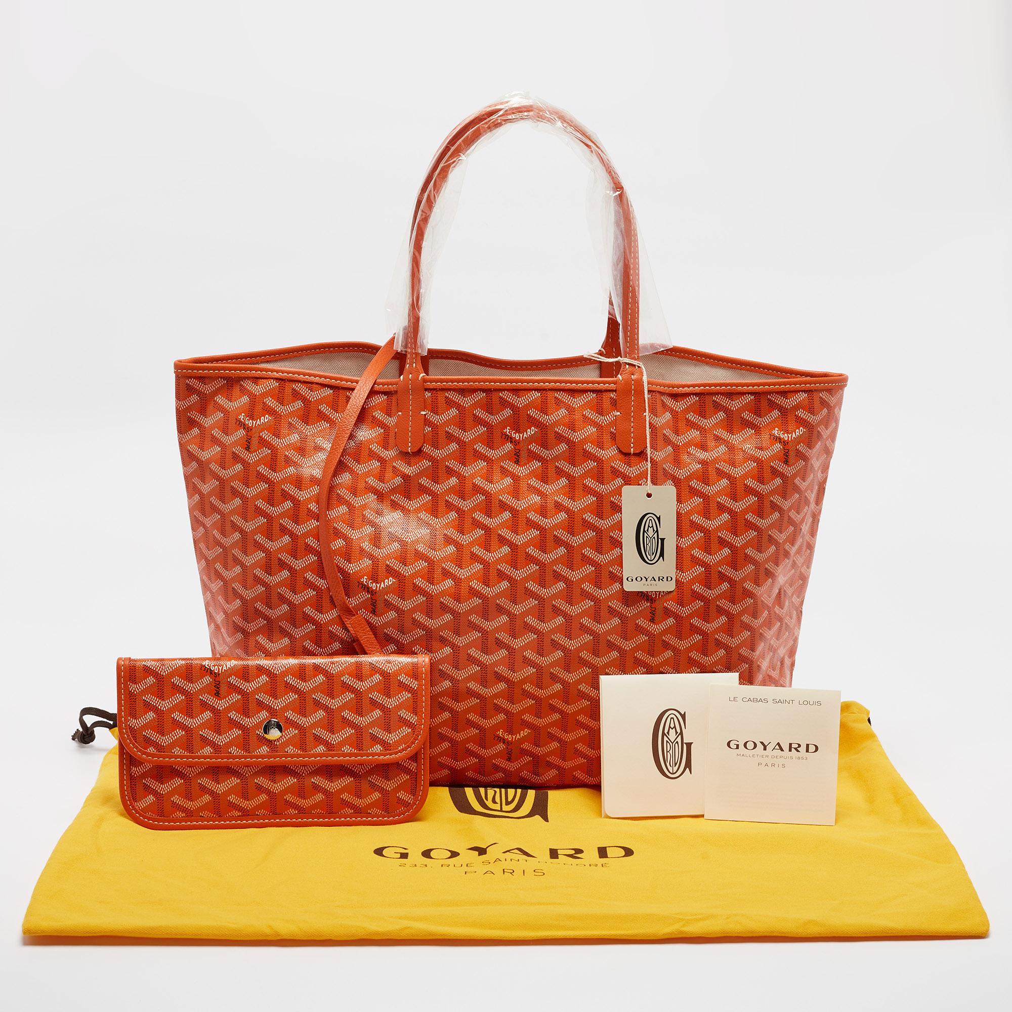 Goyard Sac cabas Saint Louis PM en toile et cuir enduite de goyardine orange en vente 7