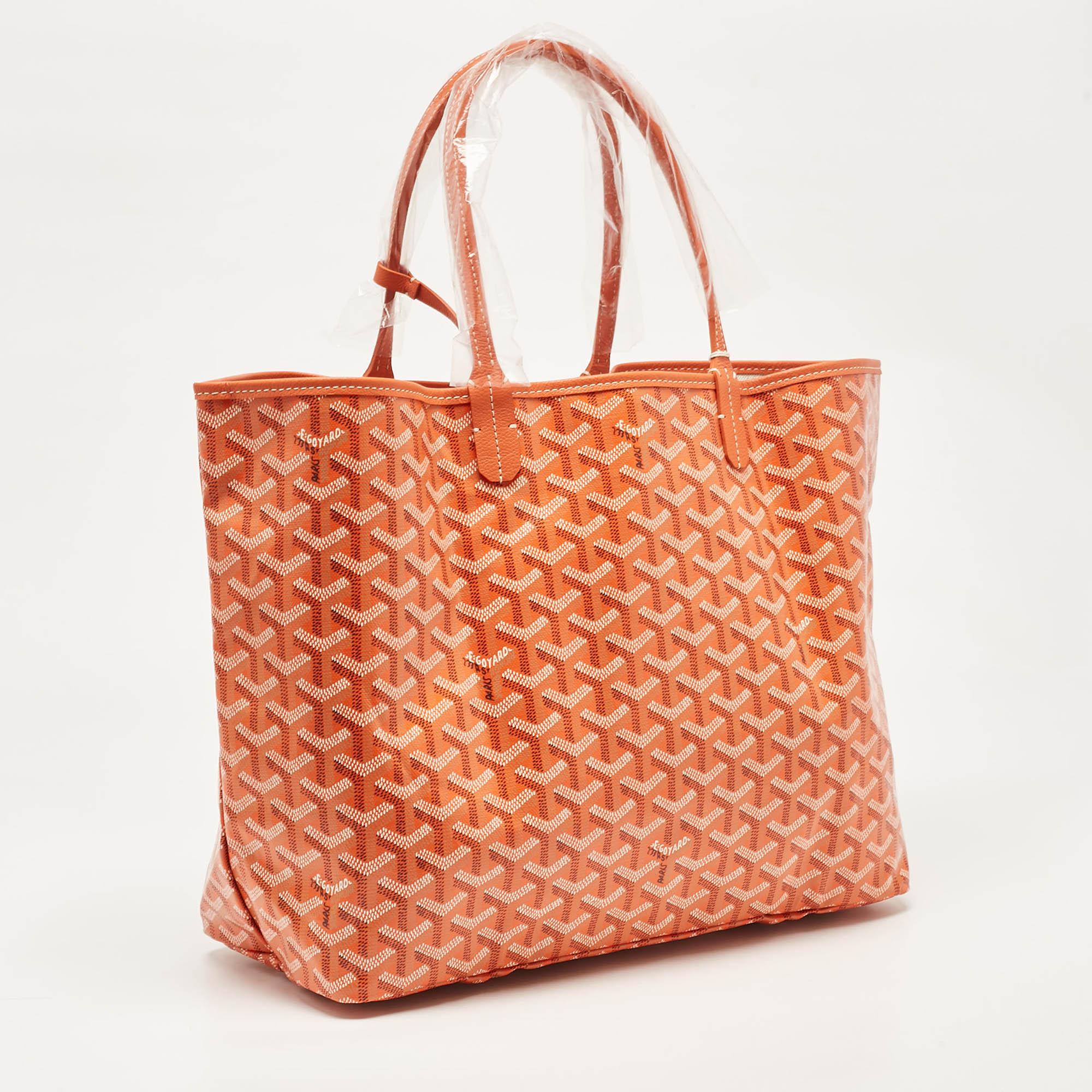 Goyard Orange Goyardine Coated Canvas and Leather Saint Louis PM Tote In New Condition In Dubai, Al Qouz 2