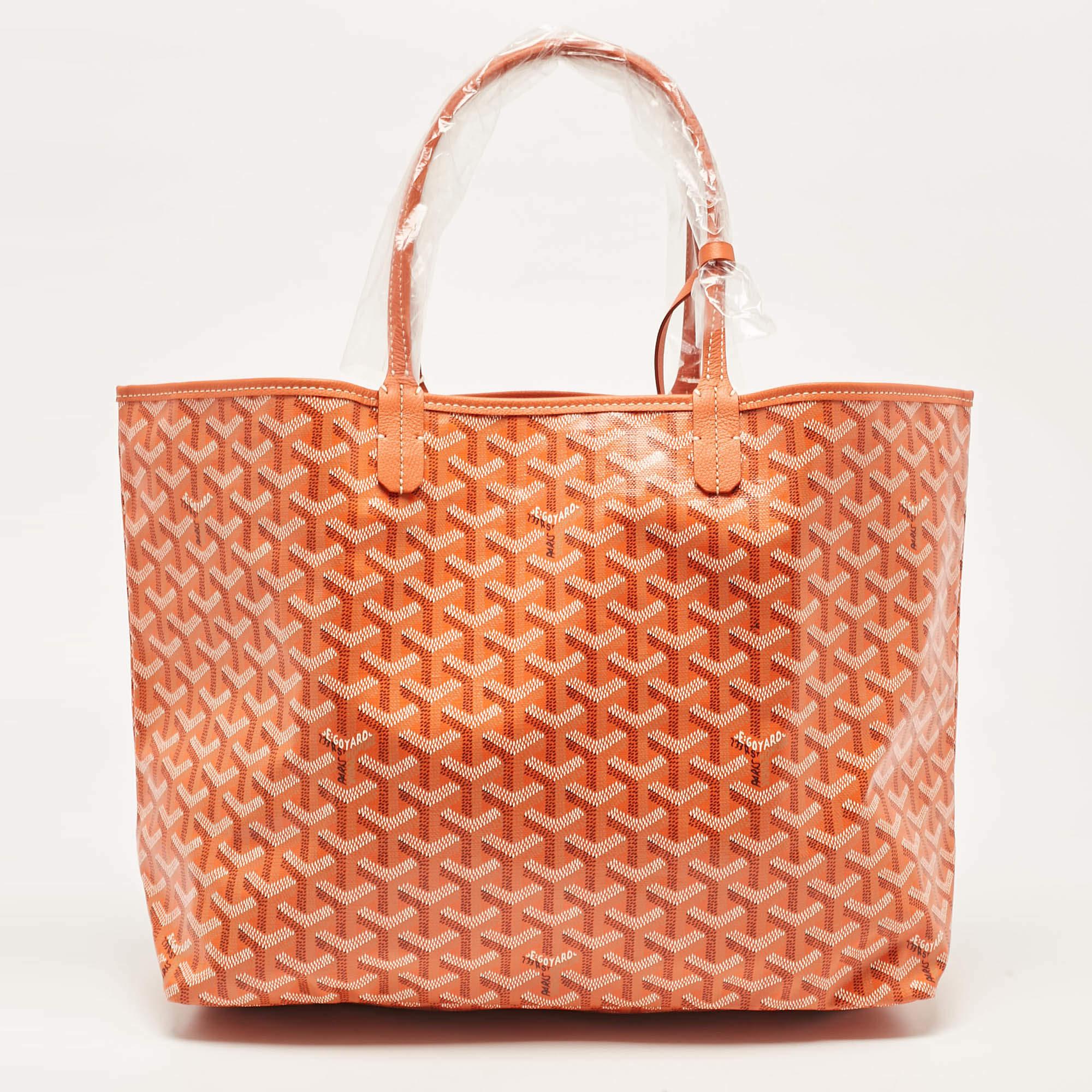 Women's Goyard Orange Goyardine Coated Canvas and Leather Saint Louis PM Tote