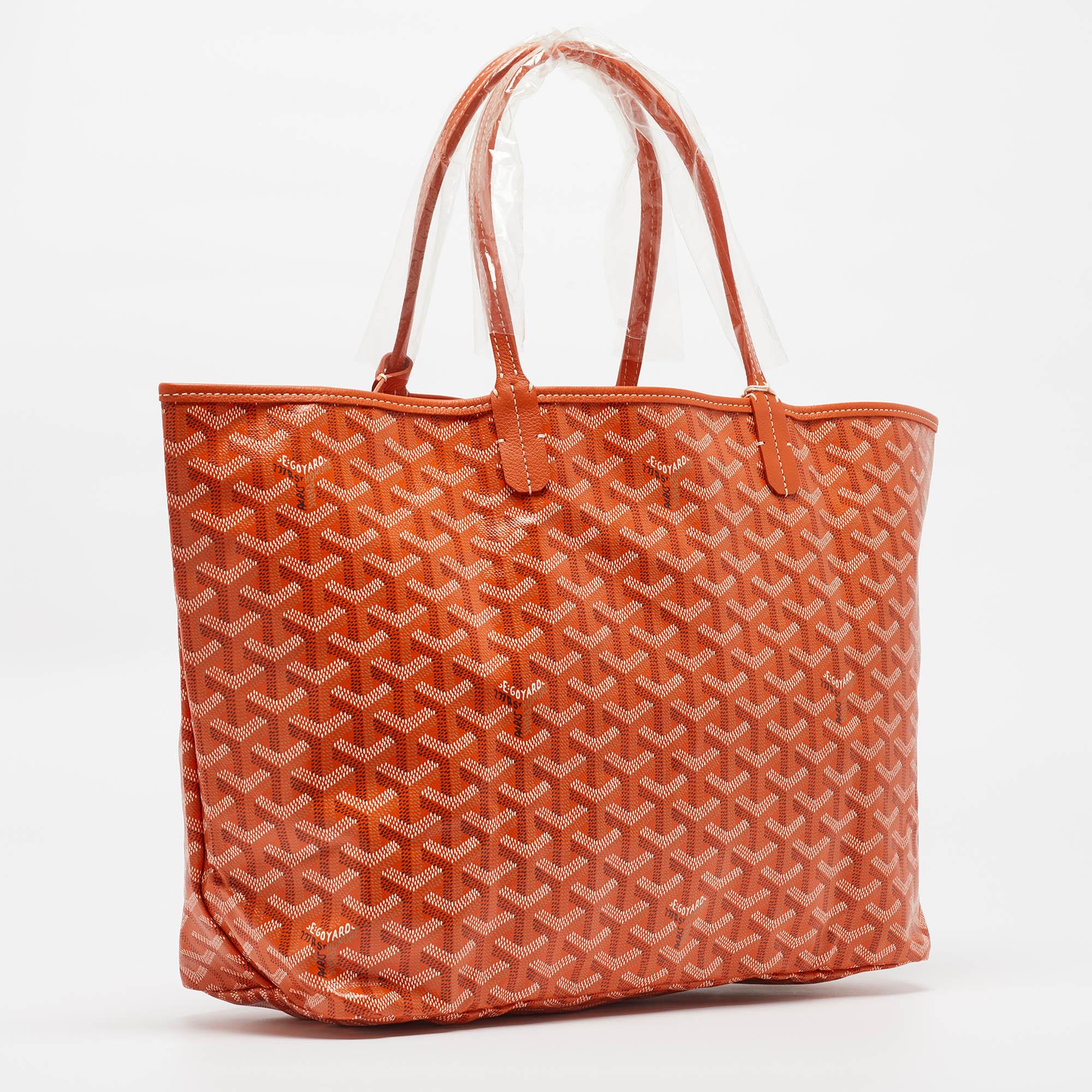 Women's Goyard Orange Goyardine Coated Canvas and Leather Saint Louis PM Tote For Sale