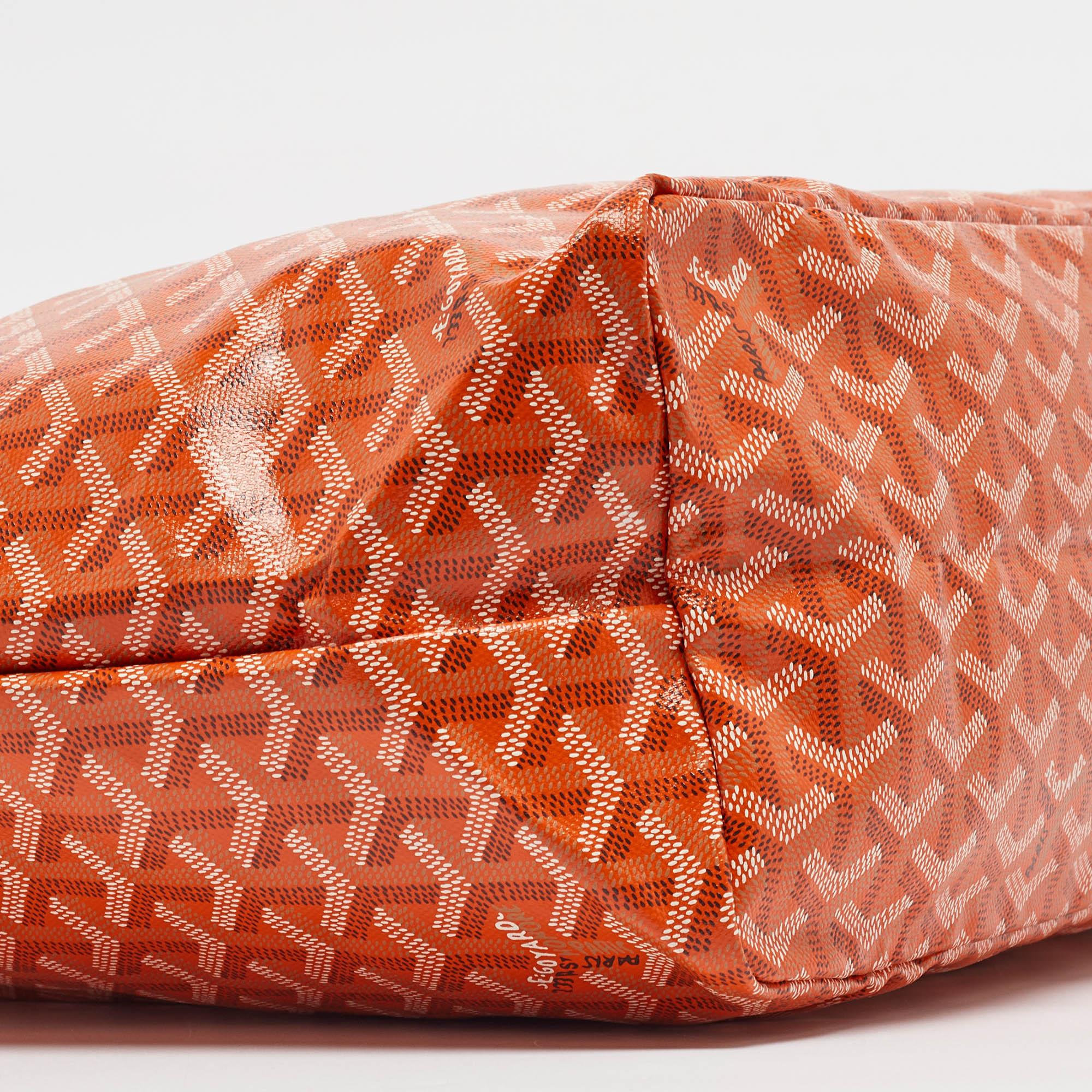 Goyard Sac cabas Saint Louis PM en toile et cuir enduite de goyardine orange en vente 4