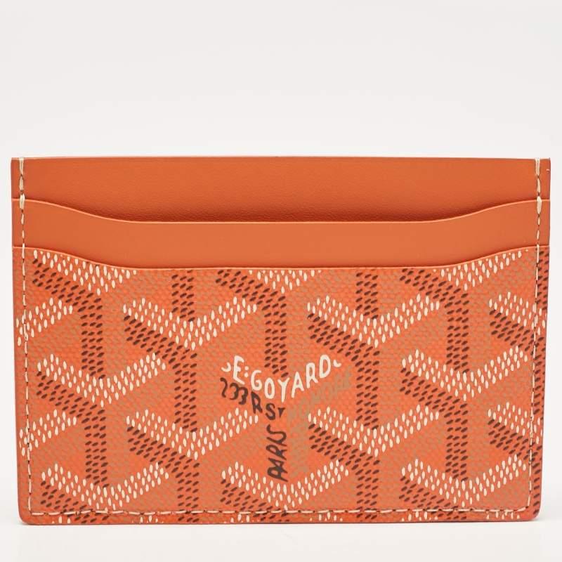 Men's Goyard Orange Goyardine Coated Canvas and Leather Saint Sulpice Card Holder For Sale