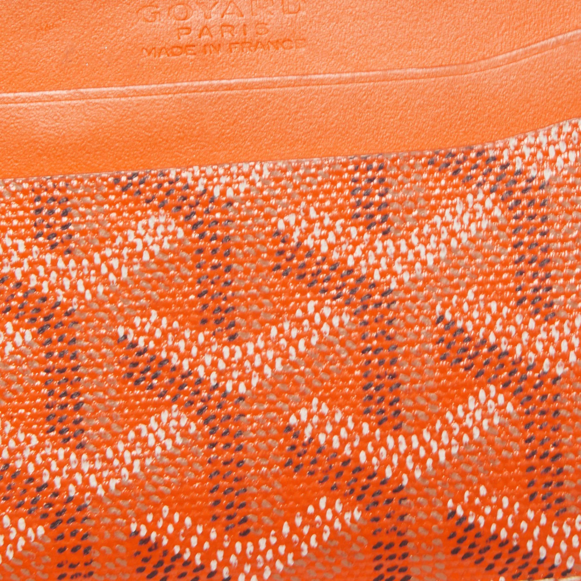 Goyard Orange Goyardine Coated Canvas and Leather Saint Sulpice Card Holder In Good Condition In Dubai, Al Qouz 2