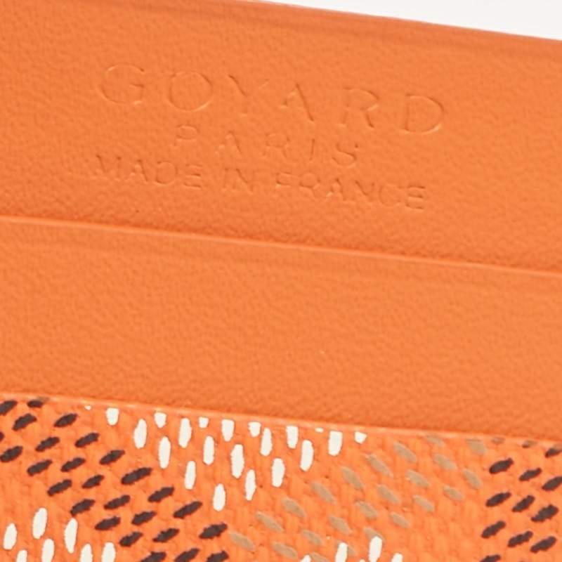 Goyard Orange Goyardine Coated Canvas and Leather Saint Sulpice Card Holder For Sale 4