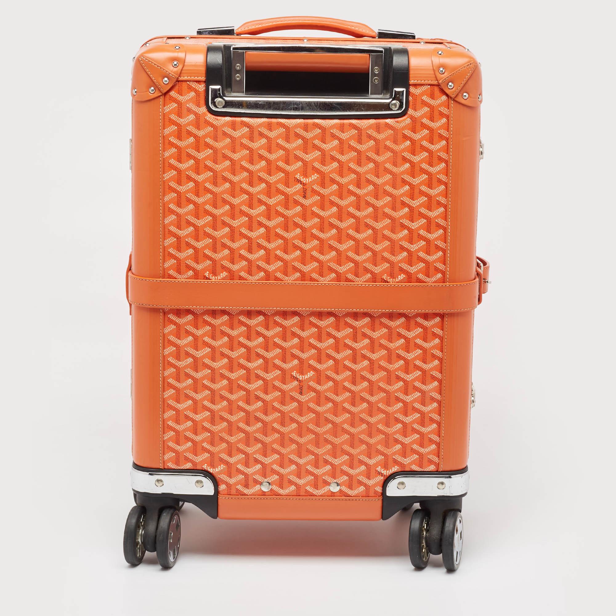 Women's Goyard Orange Goyardine Coated Canvas Bourget PM Trolley Case