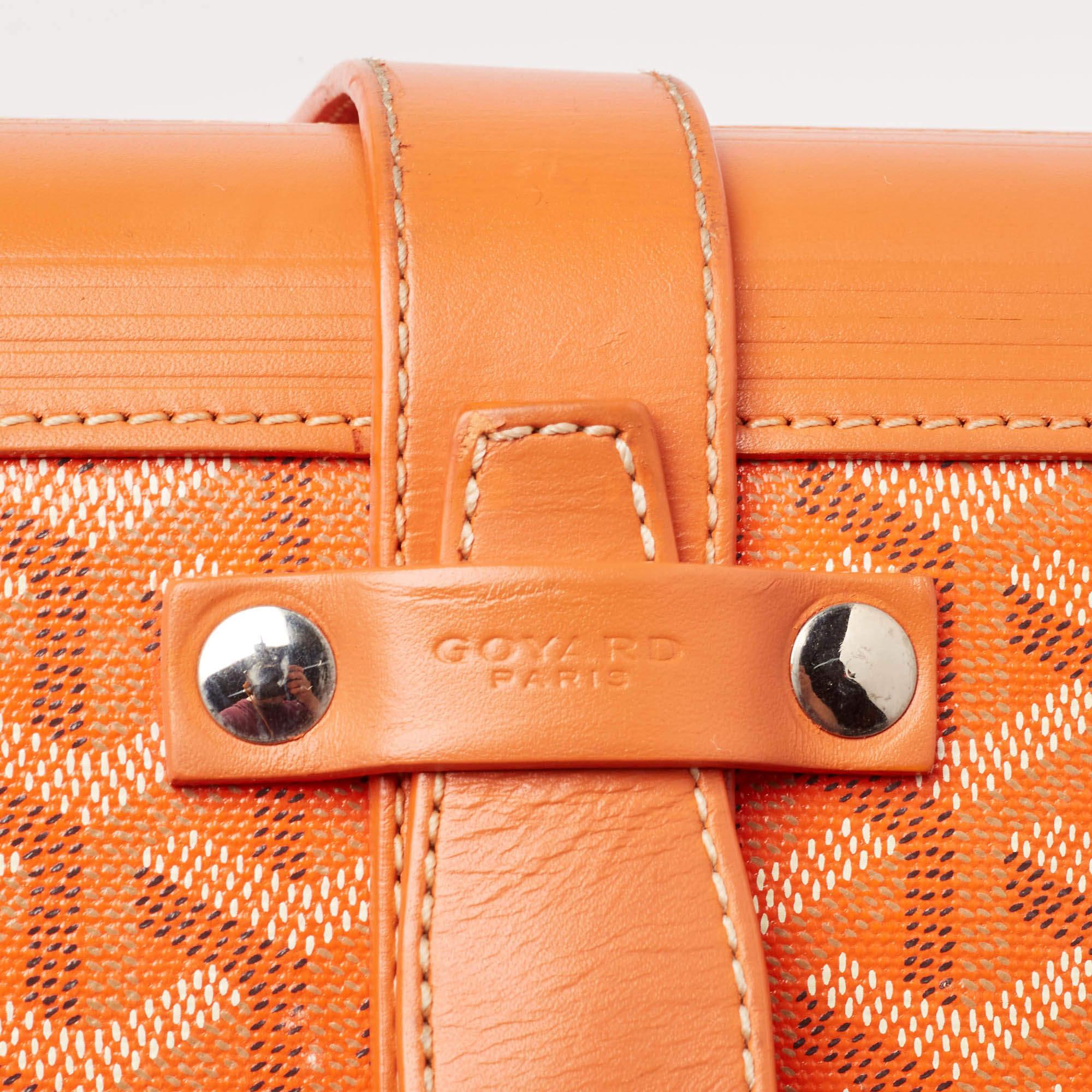 Goyard Orange Goyardine Coated Canvas Bourget PM Trolley Case 1