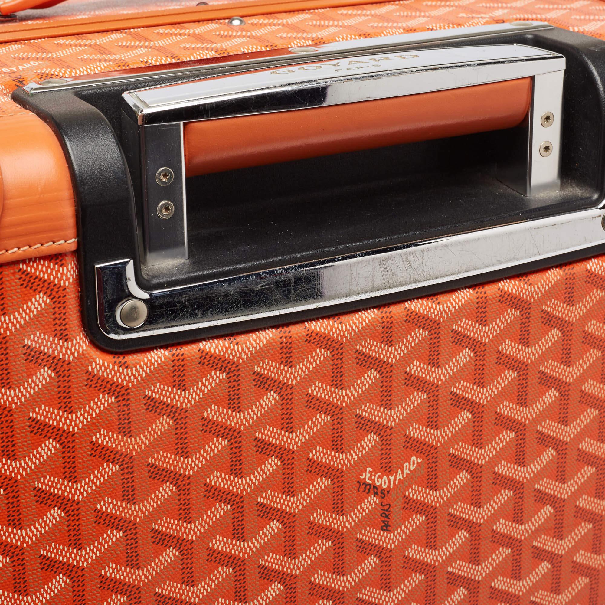 Goyard Orange Goyardine Coated Canvas Bourget PM Trolley Case 2
