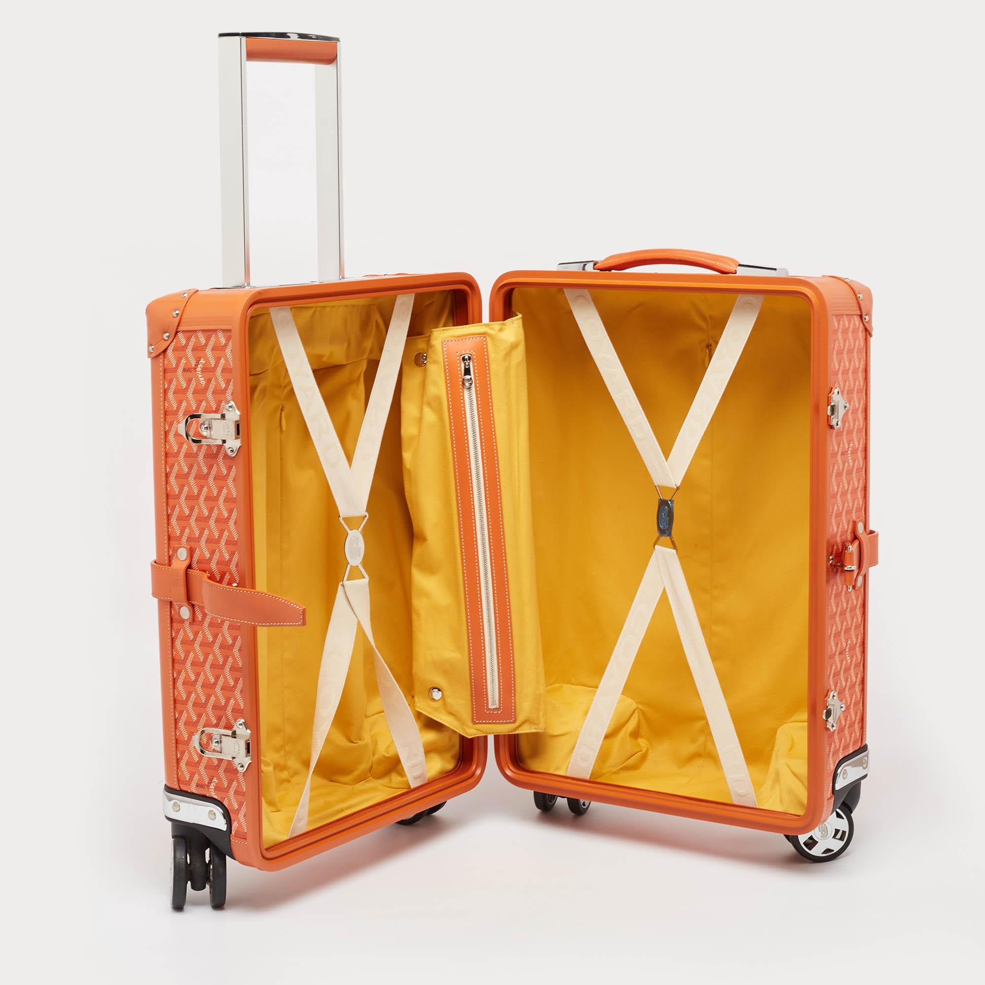 Goyard Orange Goyardine Coated Canvas Bourget PM Trolley Case 5