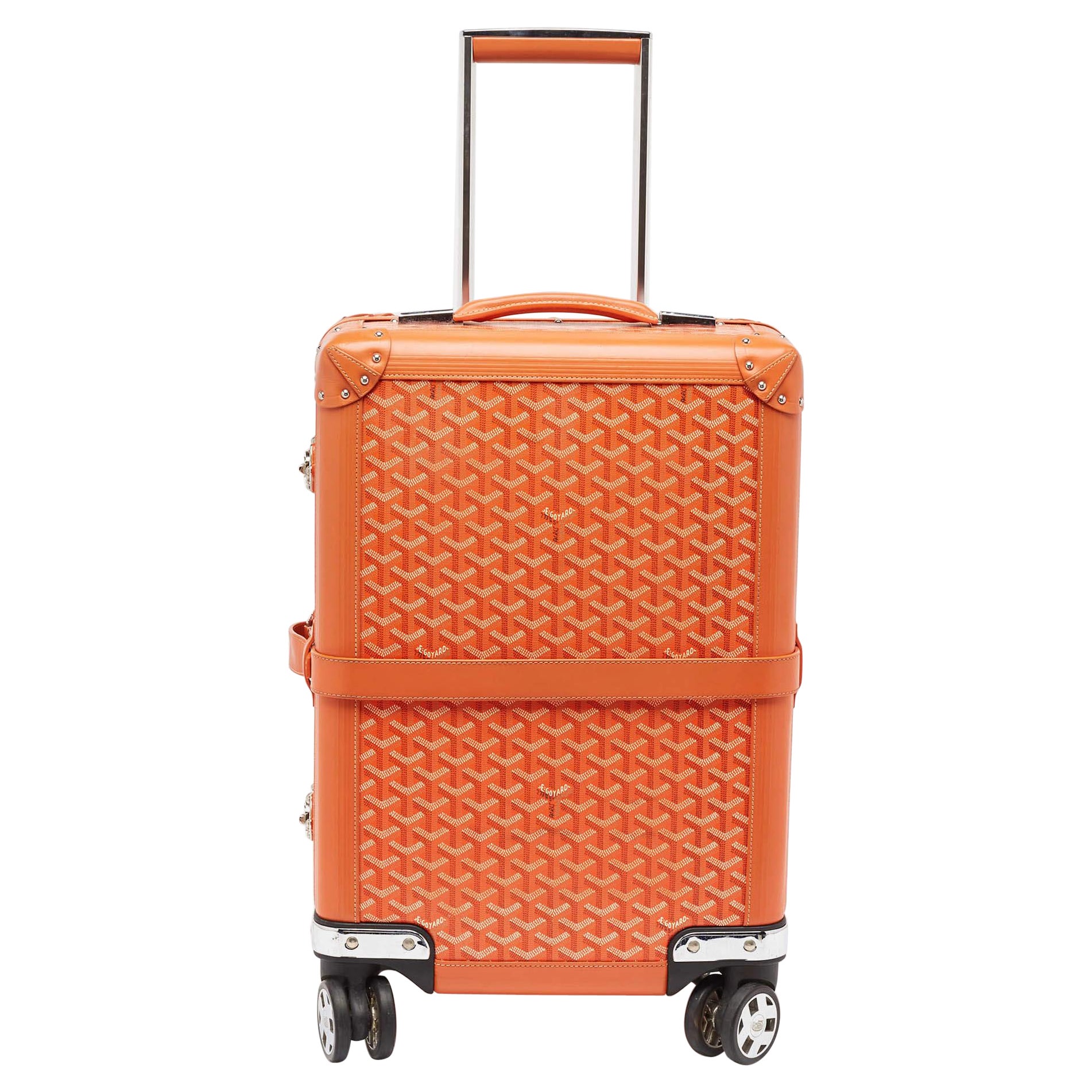 Goyard Orange Goyardine Coated Canvas Bourget PM Trolley Case
