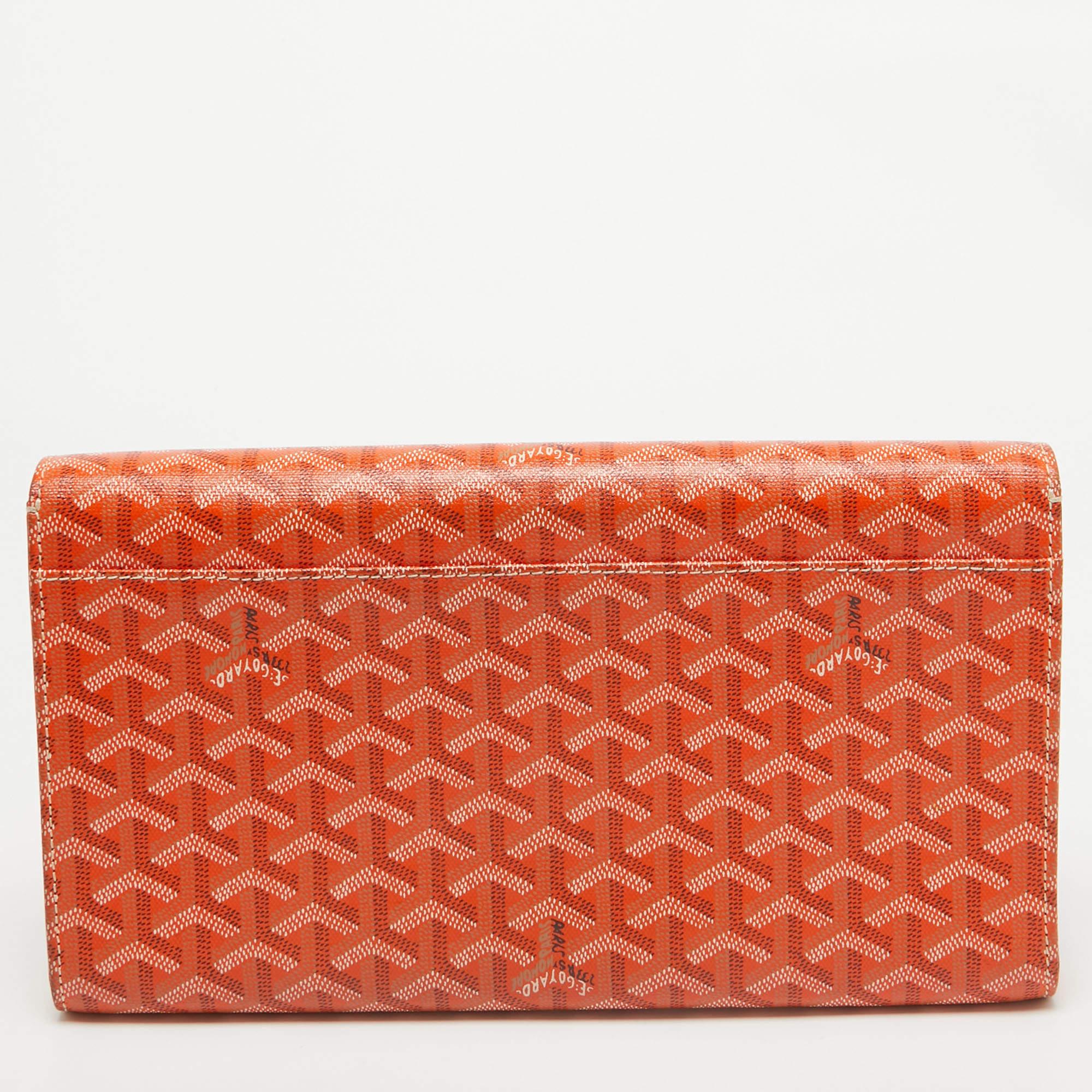 Women's Goyard Orange Goyardine Coated Canvas Monte Carlo Bois Clutch