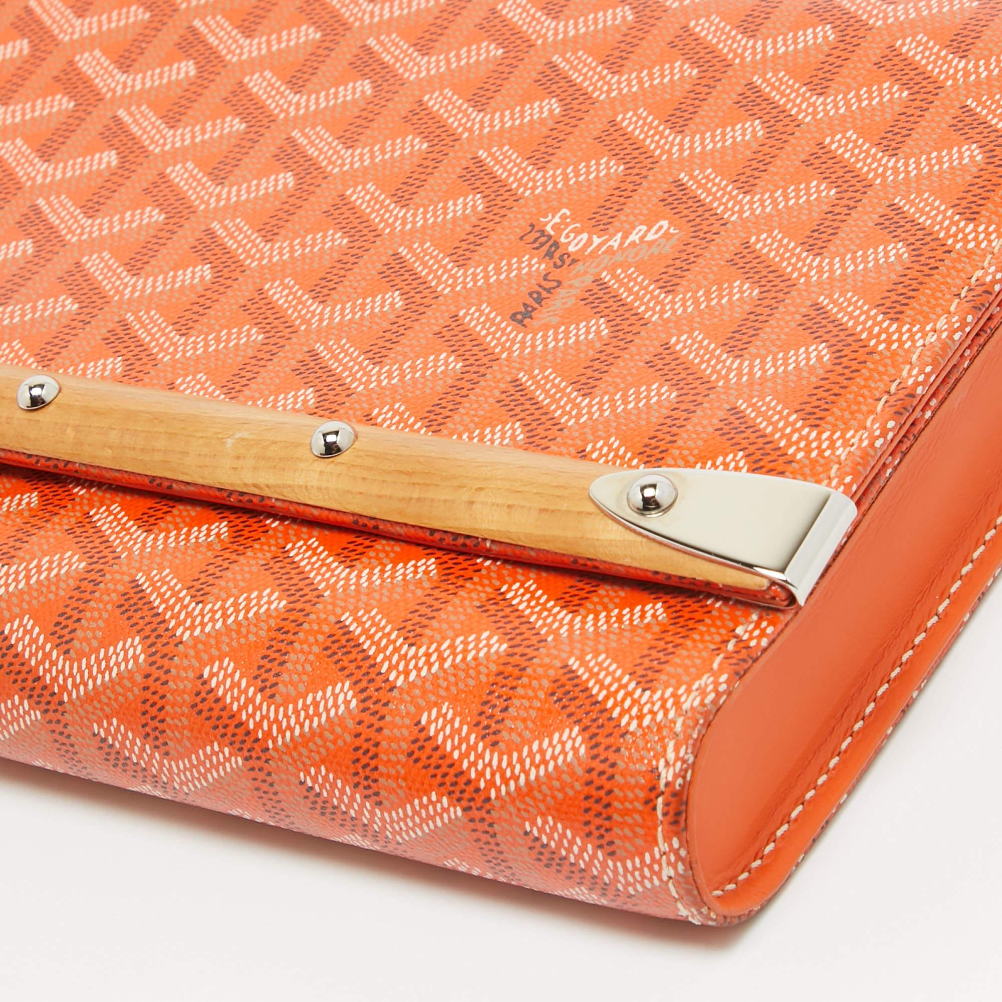 Goyard Orange Goyardine Coated Canvas Monte Carlo Bois Clutch 5
