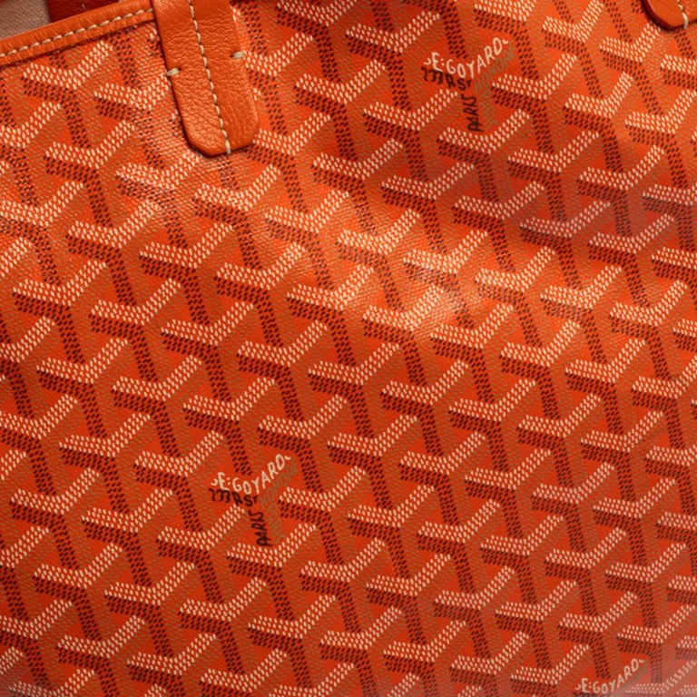 GOYARD Saint Louis PM Coated Canvas Leather Tote Bag Orange Ex++ 230611T