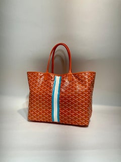 Goyard Orange Saint Louis PM Tote with Custom Striping